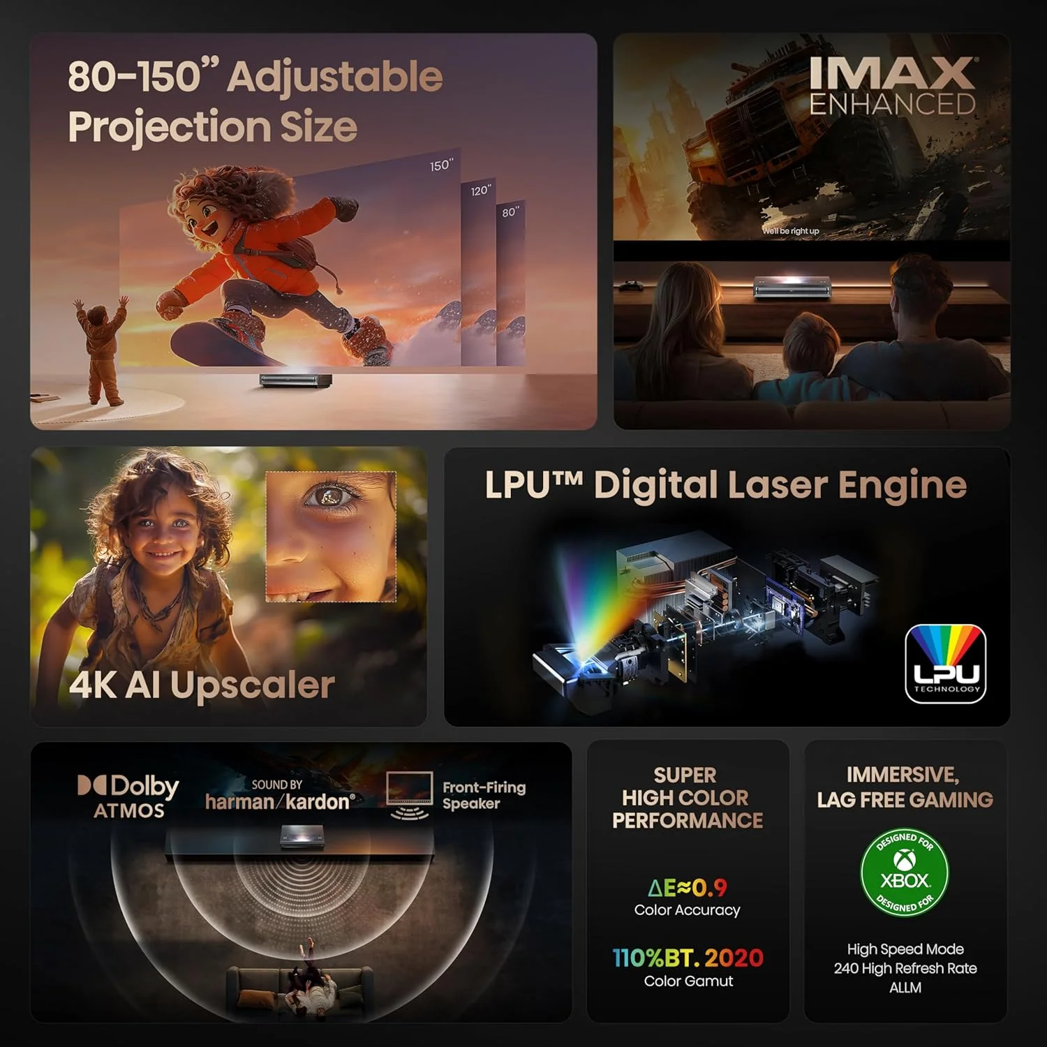 پروژکتور لیزری فوق کوتاه برد سه گانه هایسنس PX3-PRO، 80 تا 150 اینچ، 4K UHD، Dolby Vision & Atmos، IMAX Enhanced، سینمای خانگی، 3000 لومن، HSR240، HDR10+، IMAX Enhanced، کنترل صوتی پروژکتور لیزری فوق کوتاه برد سه گانه هایسنس PX3-PRO، 80 تا 150 اینچ، 4K UHD، Dolby Vision & Atmos، IMAX Enhanced، سینمای خانگی، 3000 لومن، HSR240، HDR10+، IMAX Enhanced، کنترل صوتی