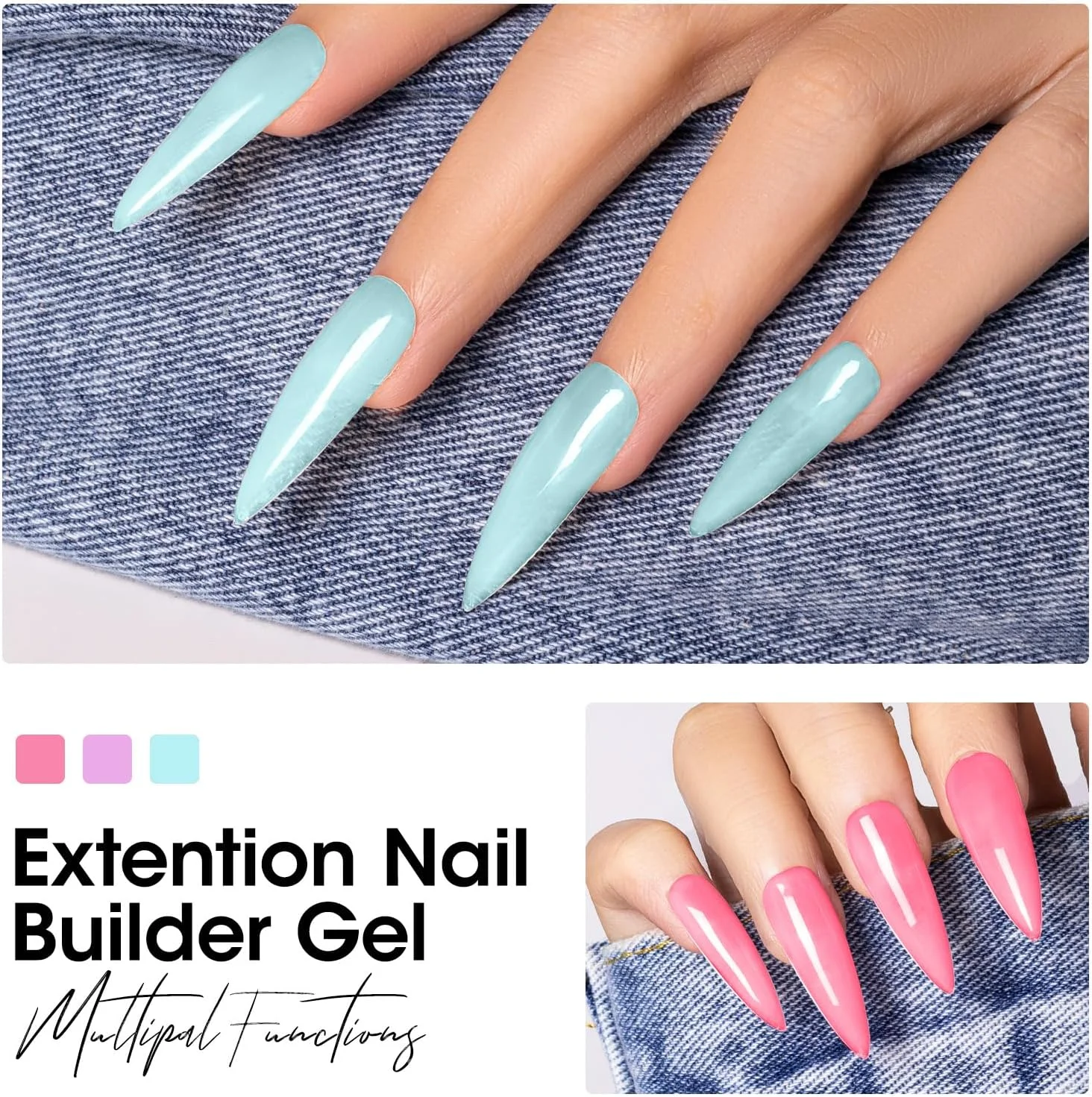 کیت ژل بیلدر Gellen - کیت اکستنشن ناخن رز قرمز بنفش آبی سبز کیت ژل ناخن بیلدر 4 رنگ پاستلی ژل سخت بیلدر ناخن 15 میلی لیتر