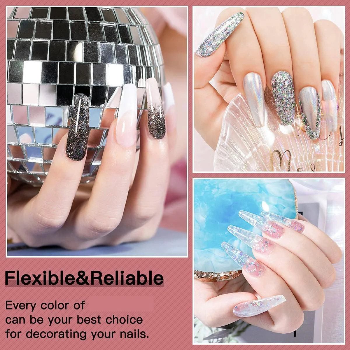 ست ژل پلی ناخن اکلیلی، ژل اکستنشن ناخن پلی آبی اکلیلی فوق العاده براق الماسی، ست ژل اکستنشن تقویت کننده ناخن پلی 6 رنگ، ناخن های آسان و مد روز برای مبتدیان، بی ضرر و کم بو (6 عدد، 15 میلی لیتر)