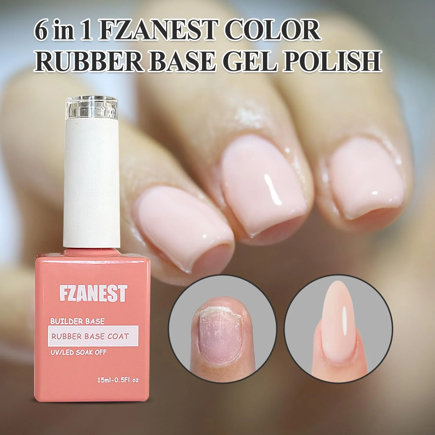 لاک ژل بیس رابر FZANEST، کیت لاک ژل UV، 6 عدد * 7.5 میلی لیتر، ژل بیلدر ژلی شیشه ای، صورتی کالباسی طبیعی لاک ژل بیس رابر FZANEST، کیت لاک ژل UV، 6 عدد * 7.5 میلی لیتر، ژل بیلدر ژلی شیشه ای، صورتی کالباسی طبیعی