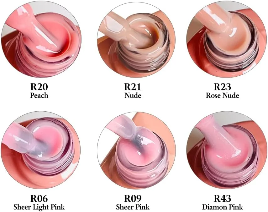 لاک ژل بیس رابر FZANEST، کیت لاک ژل UV، 6 عدد * 7.5 میلی لیتر، ژل بیلدر ژلی شیشه ای، صورتی کالباسی طبیعی لاک ژل بیس رابر FZANEST، کیت لاک ژل UV، 6 عدد * 7.5 میلی لیتر، ژل بیلدر ژلی شیشه ای، صورتی کالباسی طبیعی