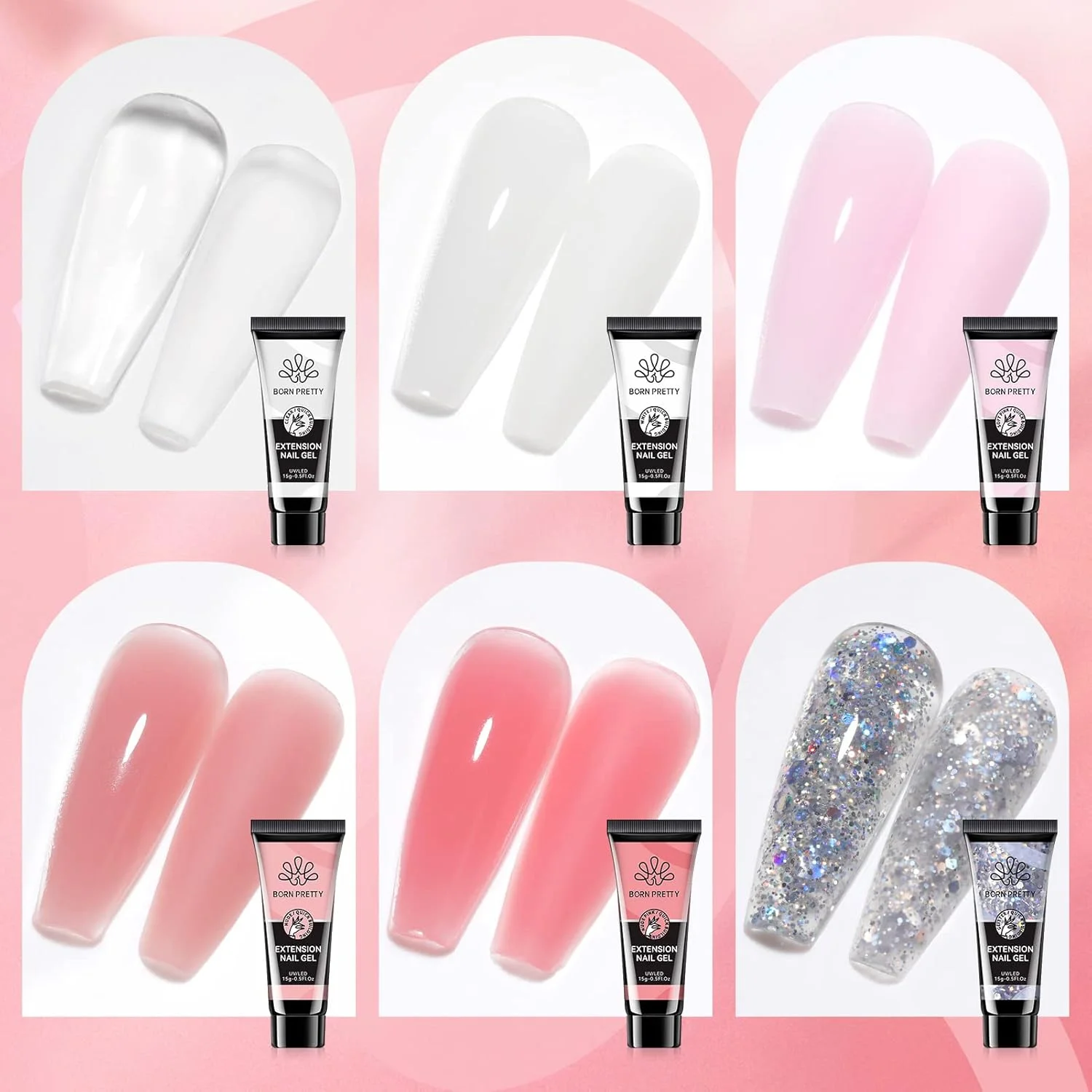 کیت ژل پلی اکستنشن ناخن BORN PRETTY - کیت ژل ناخن پلی 6 رنگ، ژل سازنده صورتی ژله ای شفاف برهنه، ست همه در یک با لامپ ناخن، ست تاپ کت پایه، فرم ناخن، ست مانیکور فرانسوی برای مبتدی کیت ژل پلی اکستنشن ناخن BORN PRETTY - کیت ژل ناخن پلی 6 رنگ، ژل سازنده صورتی ژله ای شفاف برهنه، ست همه در یک با لامپ ناخن، ست تاپ کت پایه، فرم ناخن، ست مانیکور فرانسوی برای مبتدی