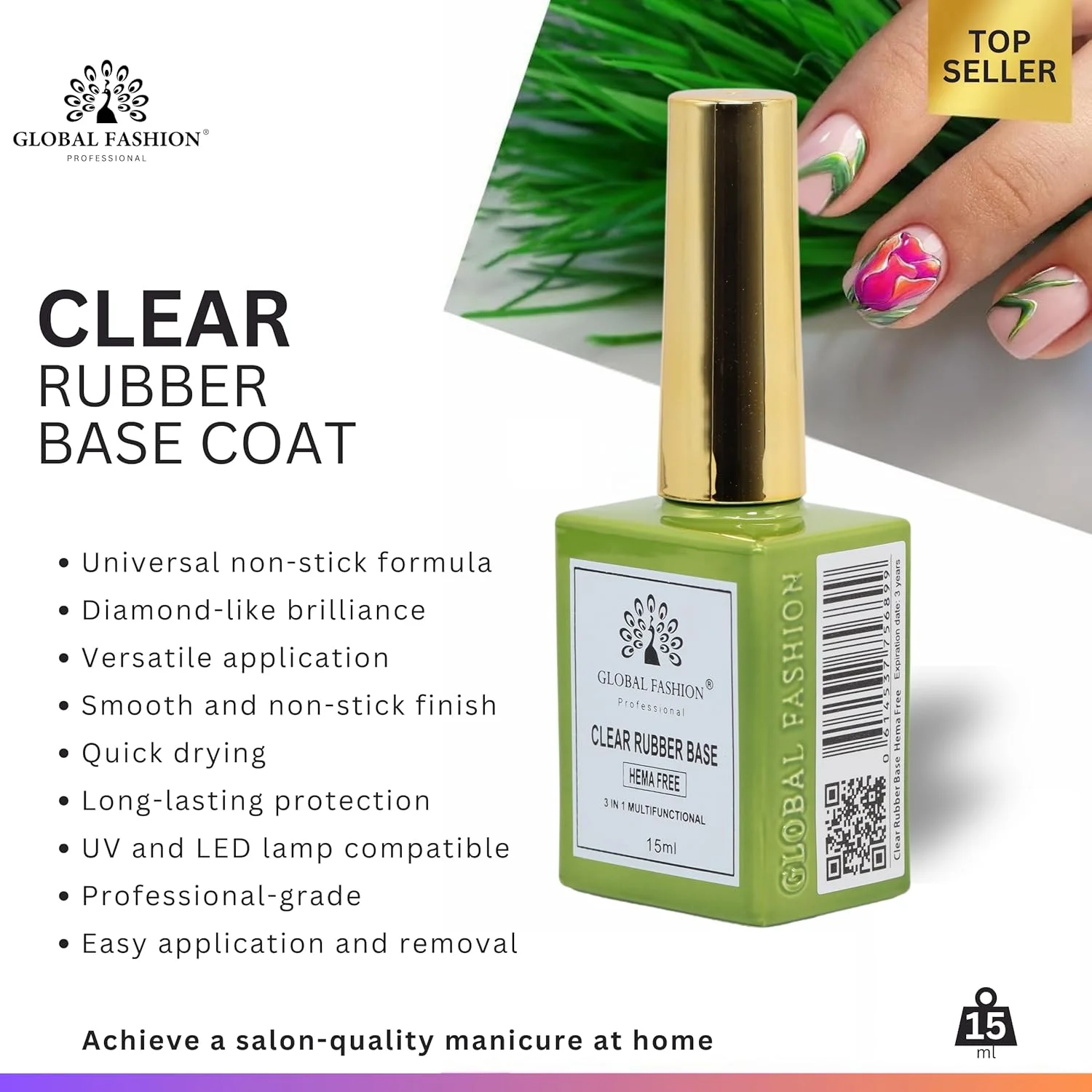 لاک پایه لاستیکی شفاف حرفه ای - ژل ناخن چند منظوره 3 در 1 بدون HEMA | ماندگاری طولانی، مایع سازنده، ژل تقویت کننده | لوازم ناخن ضد حساسیت، مواد آمریکایی برای سالن و DIY - 15 میلی لیتر لاک پایه لاستیکی شفاف حرفه ای - ژل ناخن چند منظوره 3 در 1 بدون HEMA | ماندگاری طولانی، مایع سازنده، ژل تقویت کننده | لوازم ناخن ضد حساسیت، مواد آمریکایی برای سالن و DIY - 15 میلی لیتر