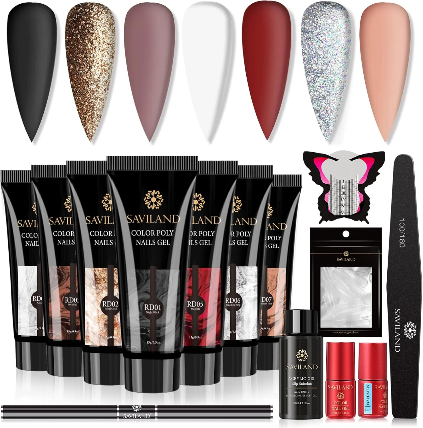 ست ژل پولی ناخن Saviland - ست اکستنشن ناخن ژل پولی اکلیلی 7 رنگ با محلول لغزنده، ژل سازنده طراحی ناخن، ست کامل ژل پولی ناخن برای مبتدیان مانیکور ناخن، کیت DIY در خانه ست ژل پولی ناخن Saviland - ست اکستنشن ناخن ژل پولی اکلیلی 7 رنگ با محلول لغزنده، ژل سازنده طراحی ناخن، ست کامل ژل پولی ناخن برای مبتدیان مانیکور ناخن، کیت DIY در خانه
