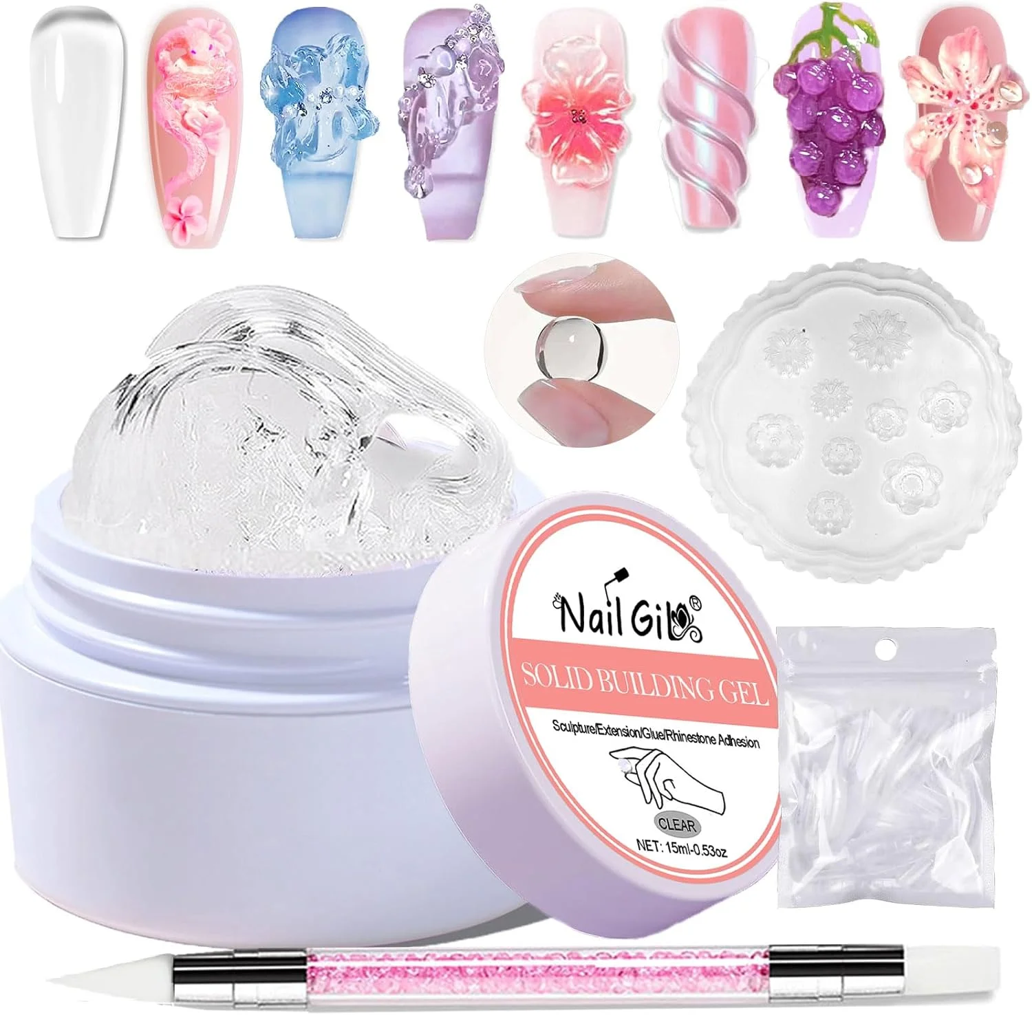 ژل بیلدر جامد ناخن نیلگیل، ژل مجسمه سازی سه بعدی هنر ناخن، ژل اکستنشن شفاف غیر چسبنده، مناسب استفاده با UV LED همراه با قالب سیلیکونی سه بعدی، مناسب استفاده در سالن و منزل - 15 گرم ژل بیلدر جامد ناخن نیلگیل، ژل مجسمه سازی سه بعدی هنر ناخن، ژل اکستنشن شفاف غیر چسبنده، مناسب استفاده با UV LED همراه با قالب سیلیکونی سه بعدی، مناسب استفاده در سالن و منزل - 15 گرم