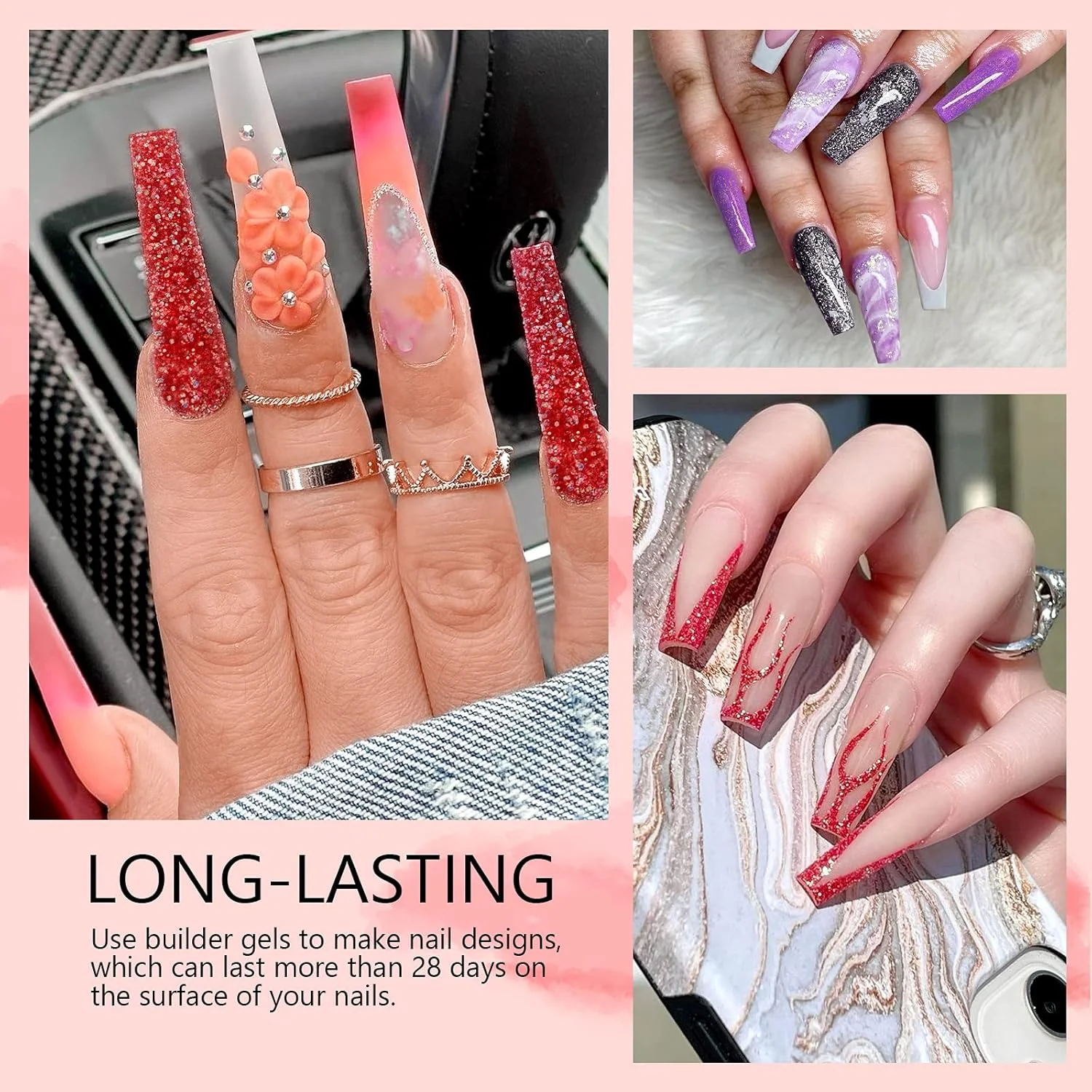 کیت ژل بیلدر ناخن ساویلند - 12 رنگ ژل اکستنشن ناخن، ژل سخت اکلیلی، رنگ های نود، صورتی، بنفش، ژل های یو وی/ال ای دی، تقویت کننده ناخن، ست مانیکور طراحی ناخن با 3 عدد برس ناخن و قالب ناخن