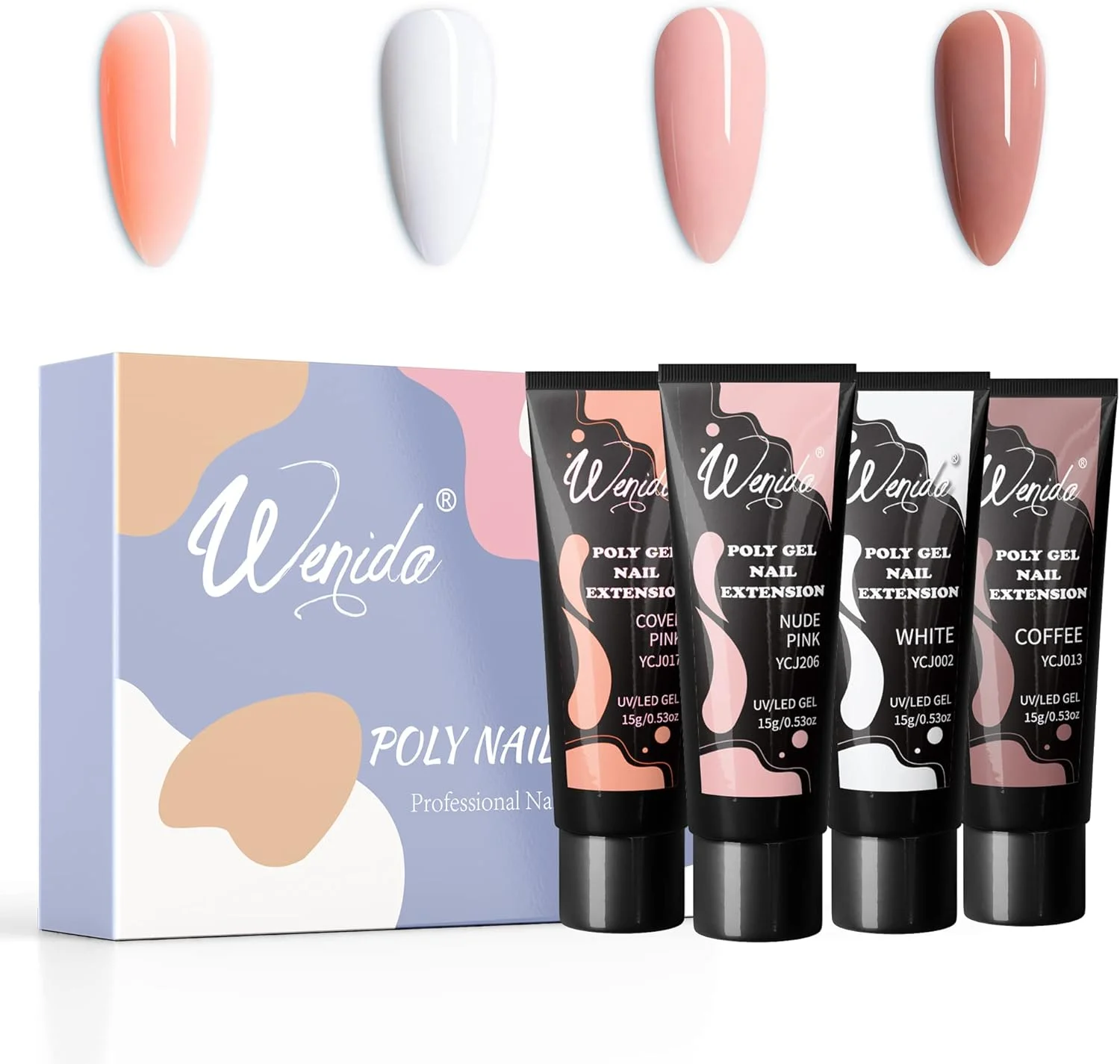 کیت ژل کاشت ناخن Wenida، شامل 4 رنگ نود، ست ژل سازنده ناخن، ژل تقویت کننده ناخن برای طراحی و مانیکور ناخن در خانه کیت ژل کاشت ناخن Wenida، شامل 4 رنگ نود، ست ژل سازنده ناخن، ژل تقویت کننده ناخن برای طراحی و مانیکور ناخن در خانه