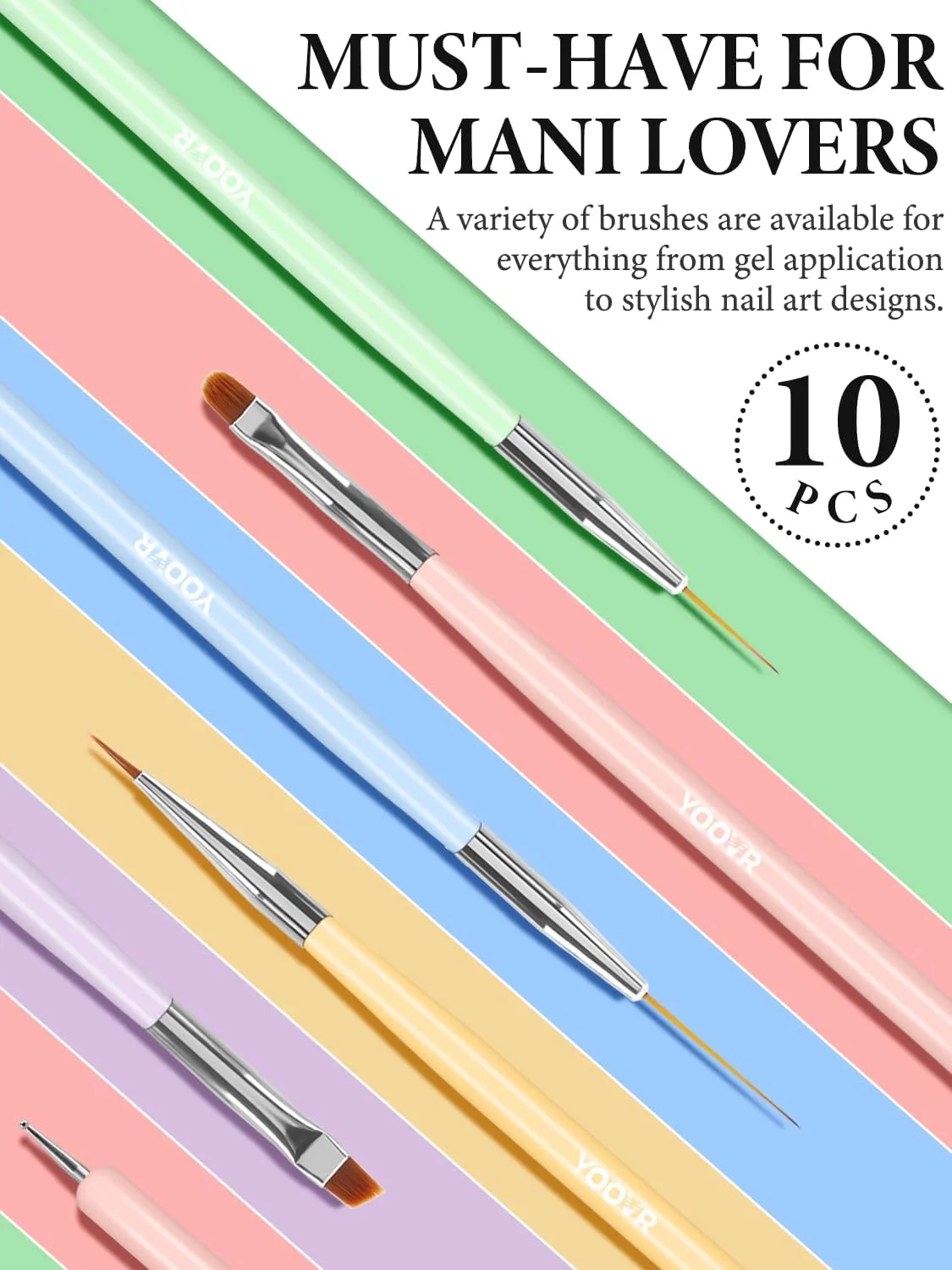 ست 10 عددی قلم مو طراحی ناخن، ابزار نقطه گذاری ناخن، ابزار نوک فرانسوی، ابزار طراحی ناخن با قلم مو ژل سازنده، قلم مو اکستنشن لاک، قلم موهای نازک لاینر برای نقاشی جزئیات، کیت لوازم ناخن ست 10 عددی قلم مو طراحی ناخن، ابزار نقطه گذاری ناخن، ابزار نوک فرانسوی، ابزار طراحی ناخن با قلم مو ژل سازنده، قلم مو اکستنشن لاک، قلم موهای نازک لاینر برای نقاشی جزئیات، کیت لوازم ناخن