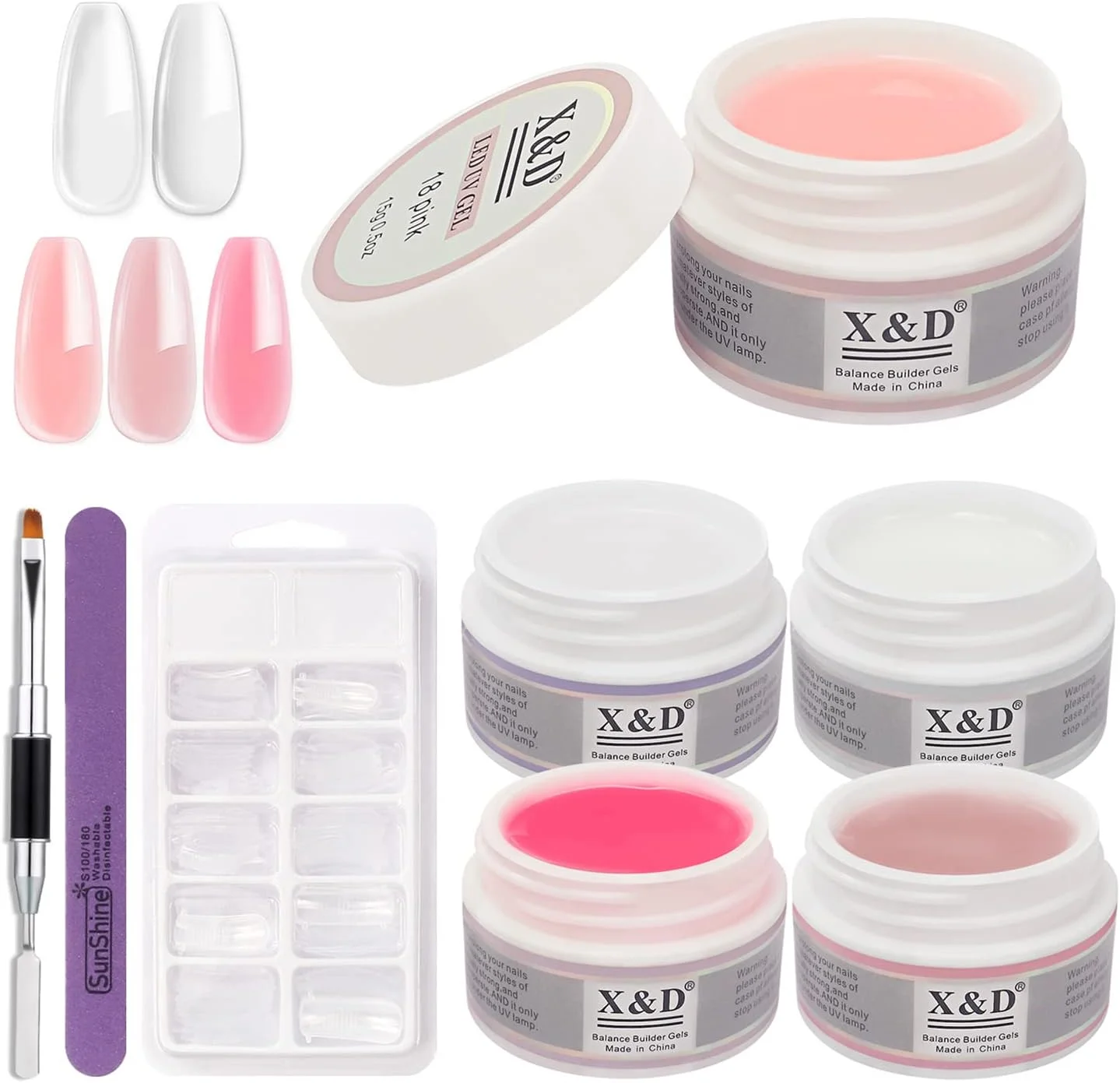 کیت لاک ژل ناخن X&D با قابلیت خشک شدن سریع، رنگ های طبیعی و شفاف، مناسب برای کاشت ناخن به همراه تیپ ناخن، برس و سوهان، سفید، صورتی، مجموعه 117 عددی کیت لاک ژل ناخن X&D با قابلیت خشک شدن سریع، رنگ های طبیعی و شفاف، مناسب برای کاشت ناخن به همراه تیپ ناخن، برس و سوهان، سفید، صورتی، مجموعه 117 عددی