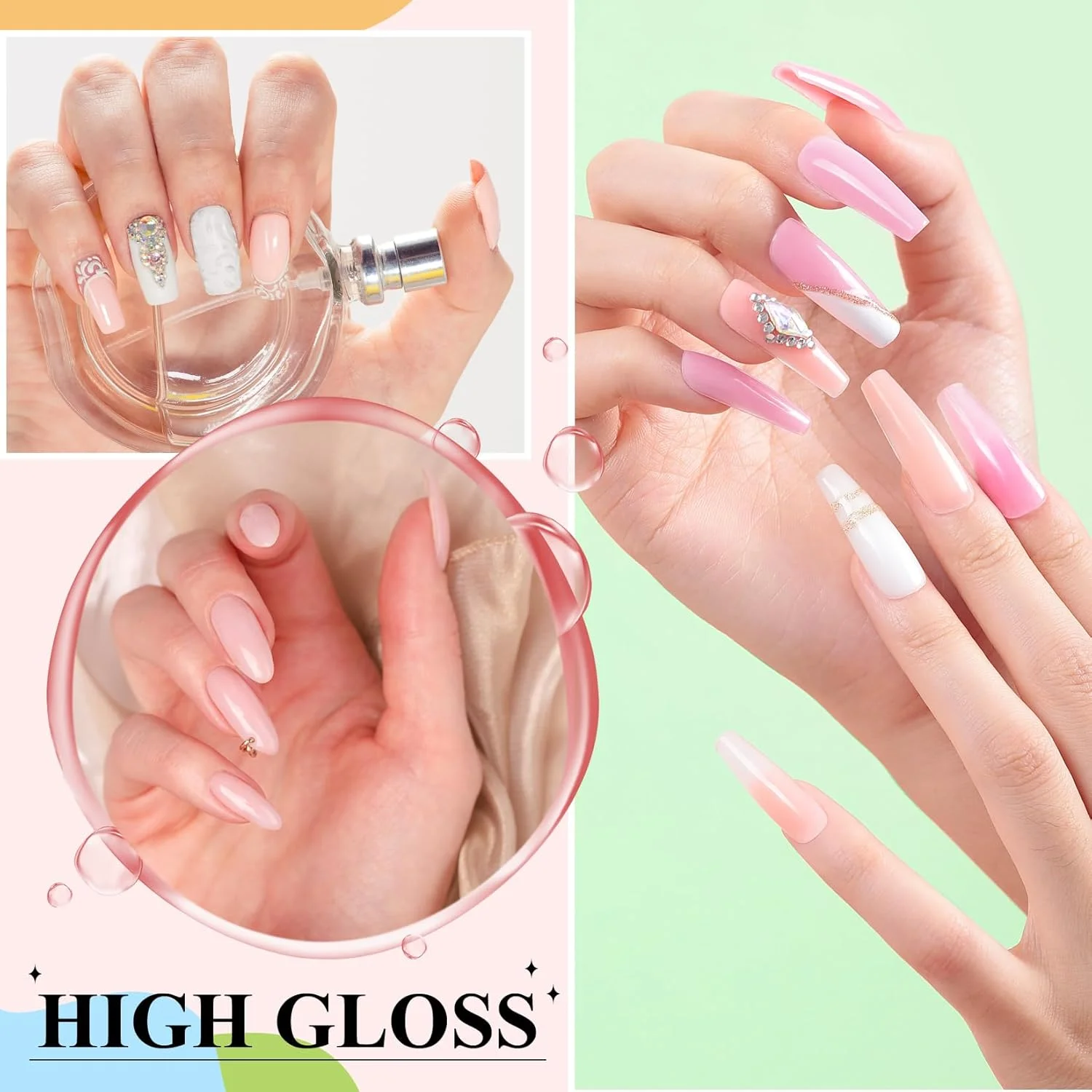 کیت ژل پلی ناخن PHOENIXY، مجموعه 8 عددی ژل سازنده اکستنشن پلی ناخن با لامپ ناخن، تاپ کت براق و مات، هنر ناخن DIY در خانه، هدیه کریسمس برای زنان