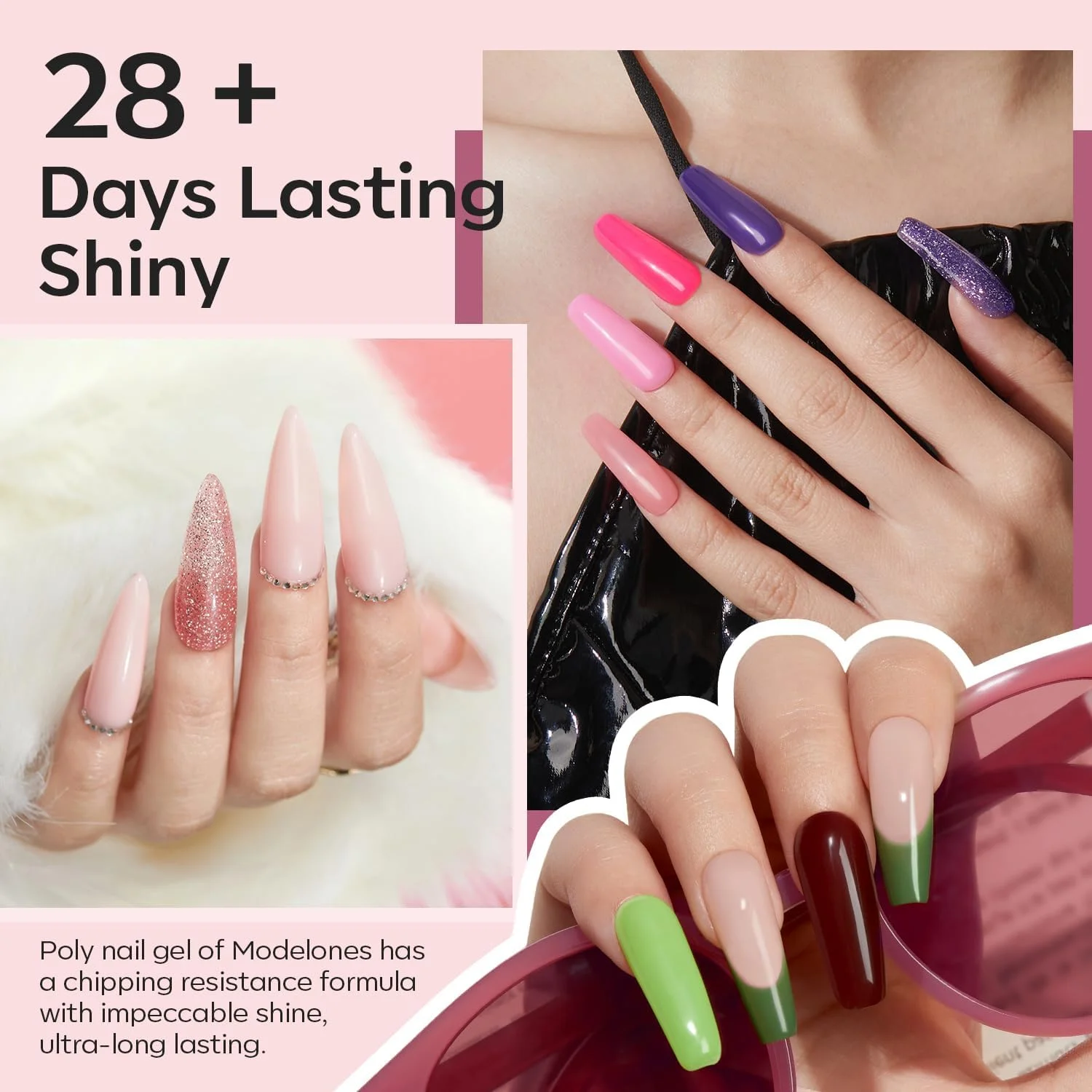 ست ژل پلی اکستنشن 133 تکه Modelones، 32 رنگ تمام فصل با لامپ، محلول لغزنده، بیلدر، ابزار مانیکور، قالب برای شروع هنر - رنگ پاییزی زنانه