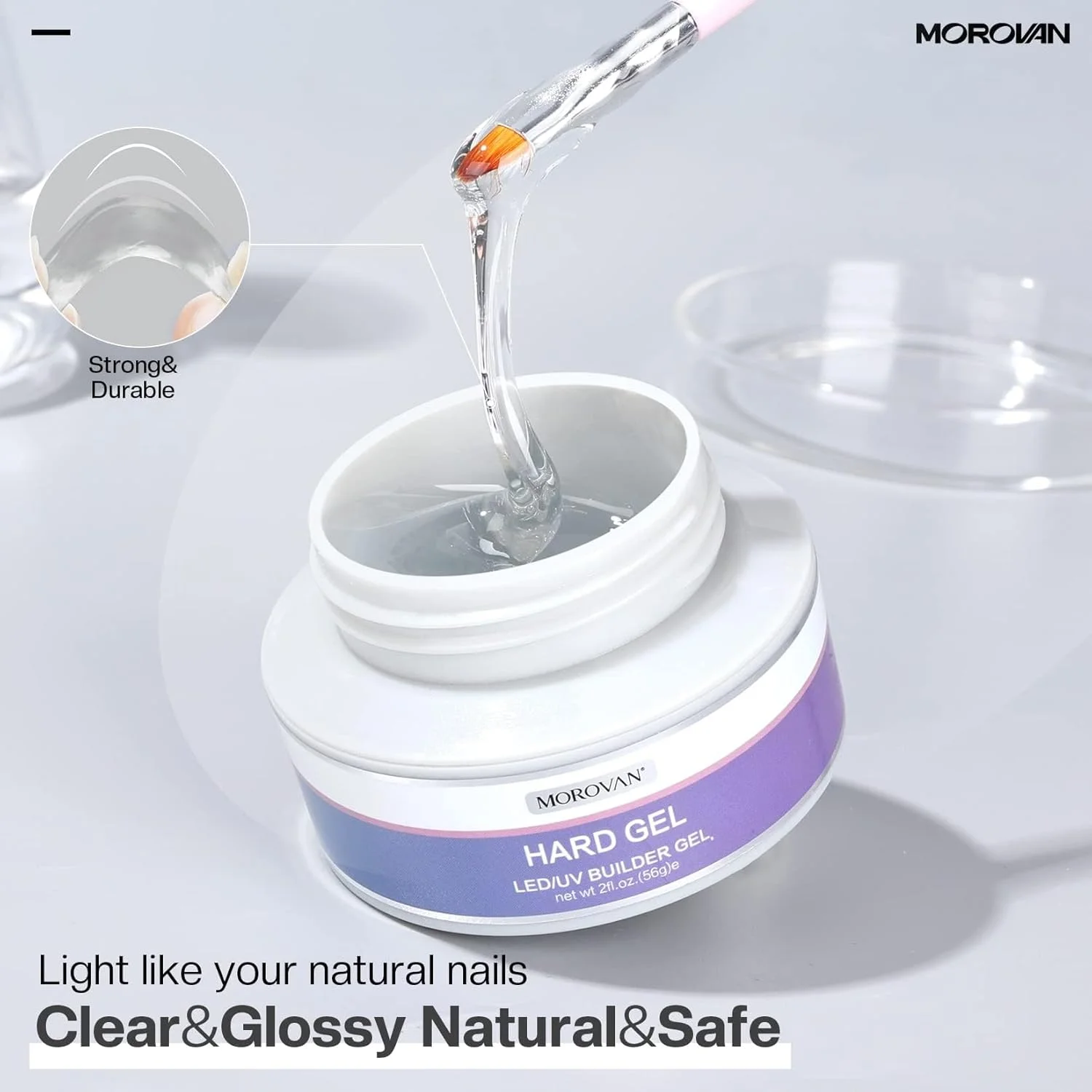 ژل بیلدر جامد مورووان برای ناخن: کیت ژل سخت UV/LED - ژل بیلدر شفاف 2oz برای اکستنشن و فرم دهی سه بعدی قوی، مناسب برای ست مانیکور حرفه ای با قالب و لوازم برس ژل بیلدر جامد مورووان برای ناخن: کیت ژل سخت UV/LED - ژل بیلدر شفاف 2oz برای اکستنشن و فرم دهی سه بعدی قوی، مناسب برای ست مانیکور حرفه ای با قالب و لوازم برس