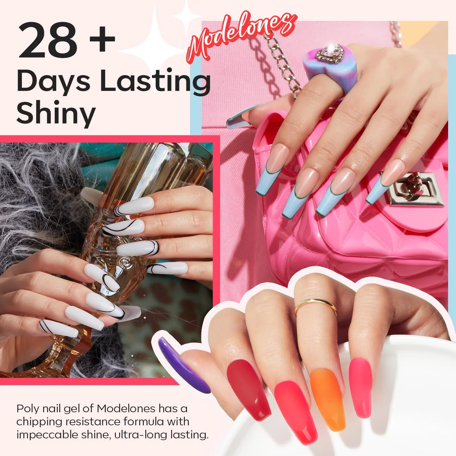 ست ژل پلی ناخن 133 تکه Modelones، ست ژل اکستنشن پلی پاستیلی صورتی بهاری 32 رنگ با لامپ ناخن، بیس کت، تاپ کت، محلول لغزنده، ابزارهای مانیکور تقویت کننده برای لوازم مبتدی ست ژل پلی ناخن 133 تکه Modelones، ست ژل اکستنشن پلی پاستیلی صورتی بهاری 32 رنگ با لامپ ناخن، بیس کت، تاپ کت، محلول لغزنده، ابزارهای مانیکور تقویت کننده برای لوازم مبتدی