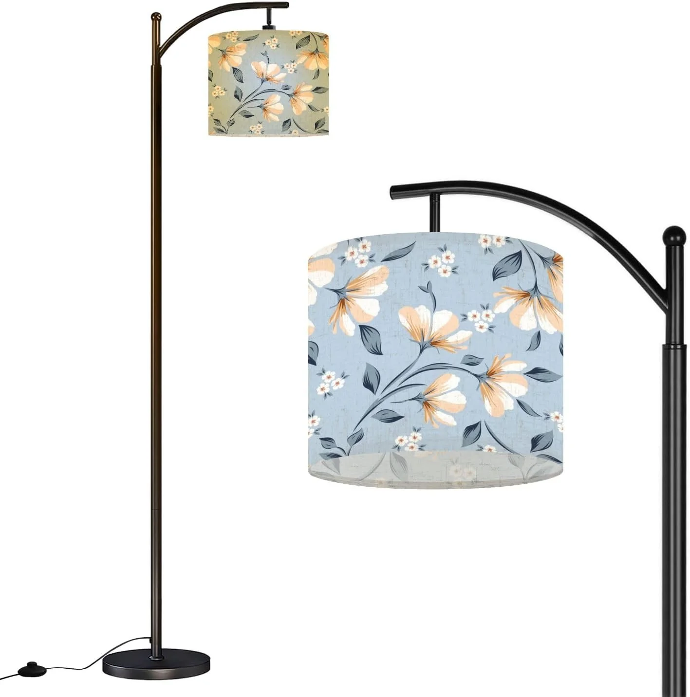 چراغ ایستاده کمانی طرح گل آبی با کنترل از راه دور، چراغ بلند با سر قابل تنظیم و لامپ LED کمنور شونده، مناسب اتاق نشیمن و دفتر کار چراغ ایستاده کمانی طرح گل آبی با کنترل از راه دور، چراغ بلند با سر قابل تنظیم و لامپ LED کمنور شونده، مناسب اتاق نشیمن و دفتر کار