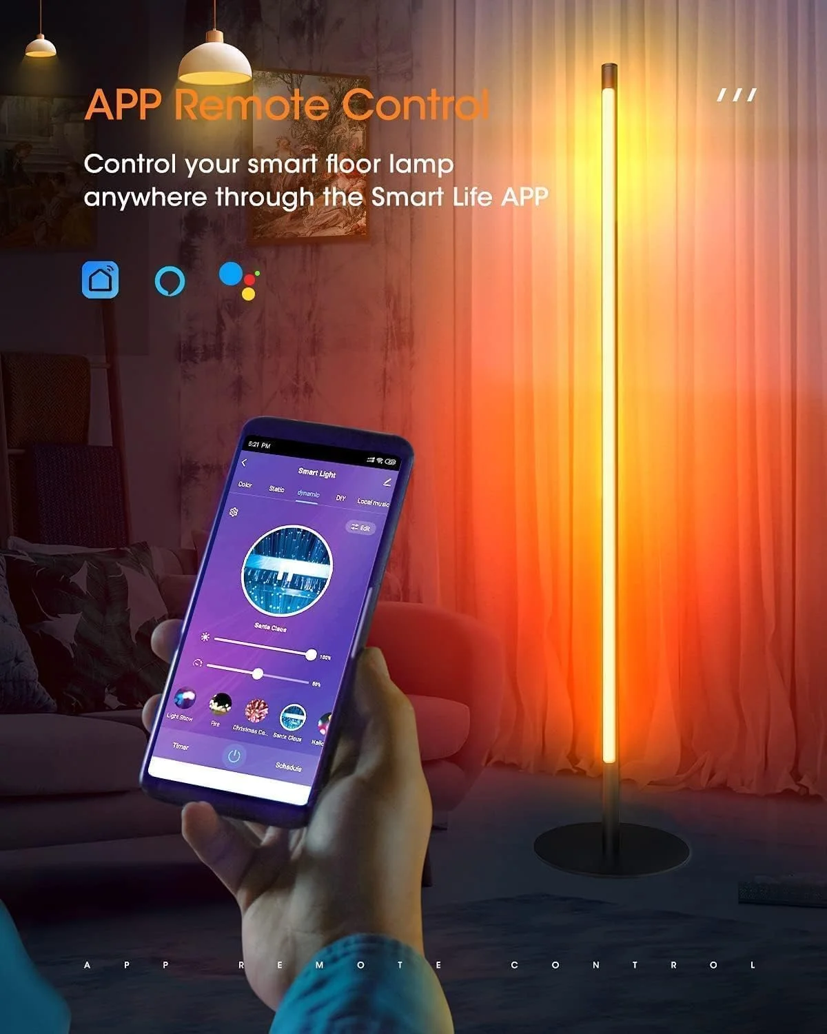 چراغ ایستاده گوشه ای جدید، تغییر رنگ RGB، ال ای دی هوشمند، واکنش به موسیقی، حالت DIY، چراغ ایستاده ال ای دی چند رنگ مدرن با قابلیت تنظیم نور چراغ ایستاده گوشه ای جدید، تغییر رنگ RGB، ال ای دی هوشمند، واکنش به موسیقی، حالت DIY، چراغ ایستاده ال ای دی چند رنگ مدرن با قابلیت تنظیم نور