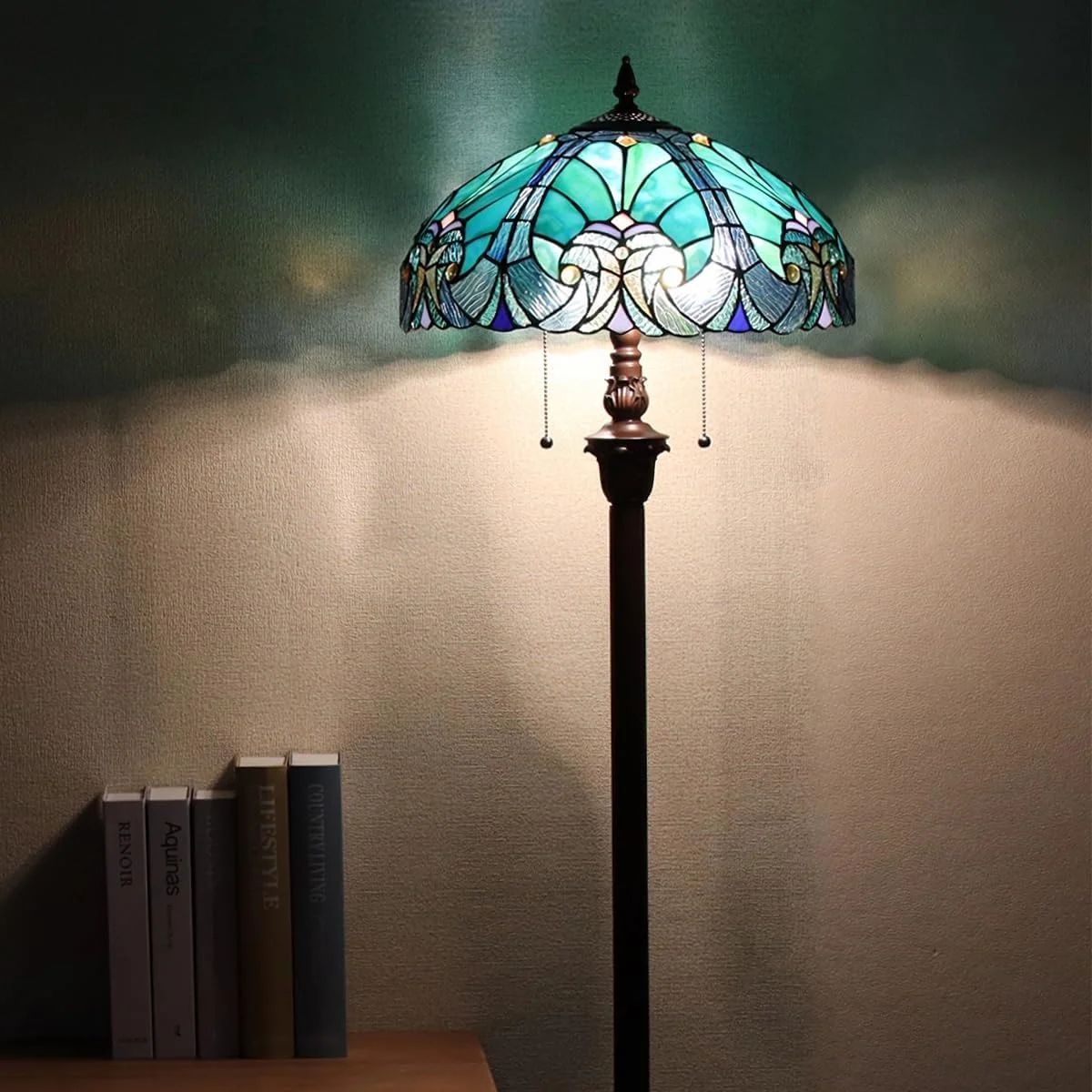 چراغ ایستاده تیفانی، آباژور شیشه رنگی، چراغ ایستاده دوگانه به سبک عتیقه قدیمی برای اتاق نشیمن و اتاق خواب چراغ ایستاده تیفانی، آباژور شیشه رنگی، چراغ ایستاده دوگانه به سبک عتیقه قدیمی برای اتاق نشیمن و اتاق خواب