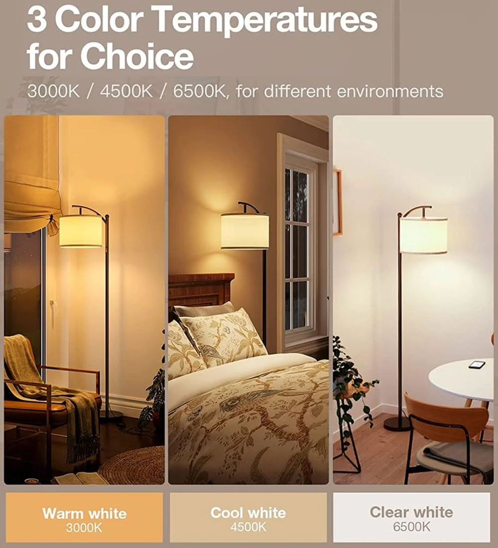 چراغ ایستاده COOLBABY برای اتاق نشیمن، چراغ پایه با 3 دمای رنگی آباژور کتانی، چراغ ایستاده برای اتاق نشیمن، دفتر و اتاق خواب چراغ ایستاده COOLBABY برای اتاق نشیمن، چراغ پایه با 3 دمای رنگی آباژور کتانی، چراغ ایستاده برای اتاق نشیمن، دفتر و اتاق خواب