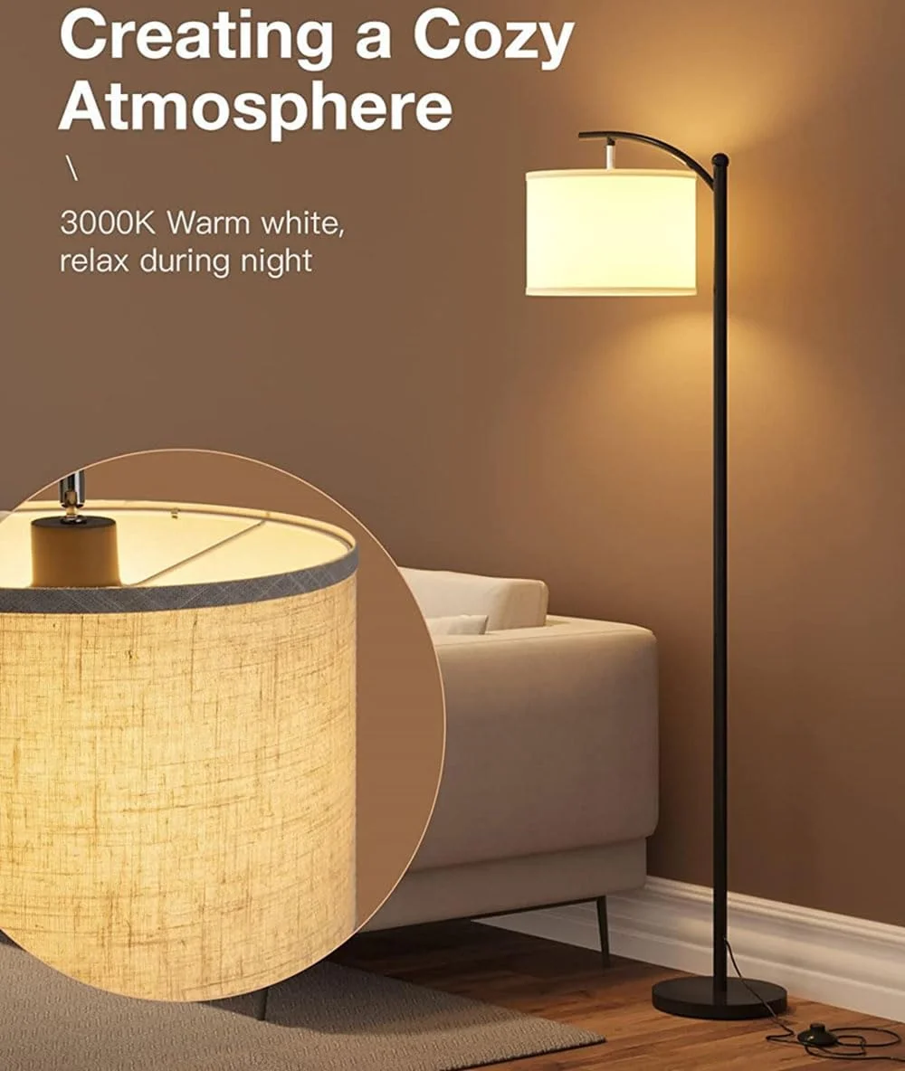 چراغ ایستاده COOLBABY برای اتاق نشیمن، چراغ پایه با 3 دمای رنگی آباژور کتانی، چراغ ایستاده برای اتاق نشیمن، دفتر و اتاق خواب چراغ ایستاده COOLBABY برای اتاق نشیمن، چراغ پایه با 3 دمای رنگی آباژور کتانی، چراغ ایستاده برای اتاق نشیمن، دفتر و اتاق خواب