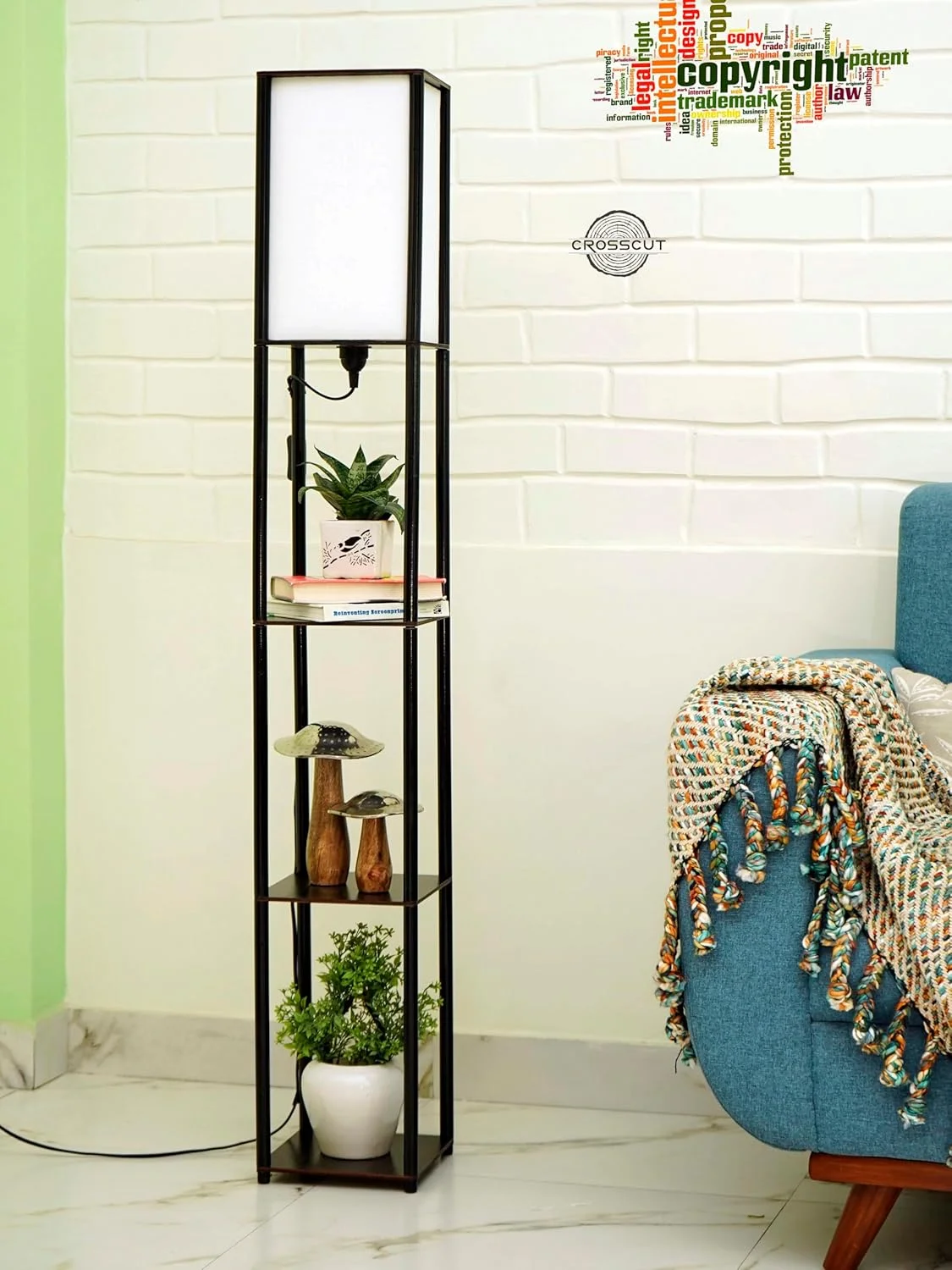 چراغ ایستاده طبقهدار Crosscut Furniture مدل Tower (قهوه ای) چراغ ایستاده طبقهدار Crosscut Furniture مدل Tower (قهوه ای)