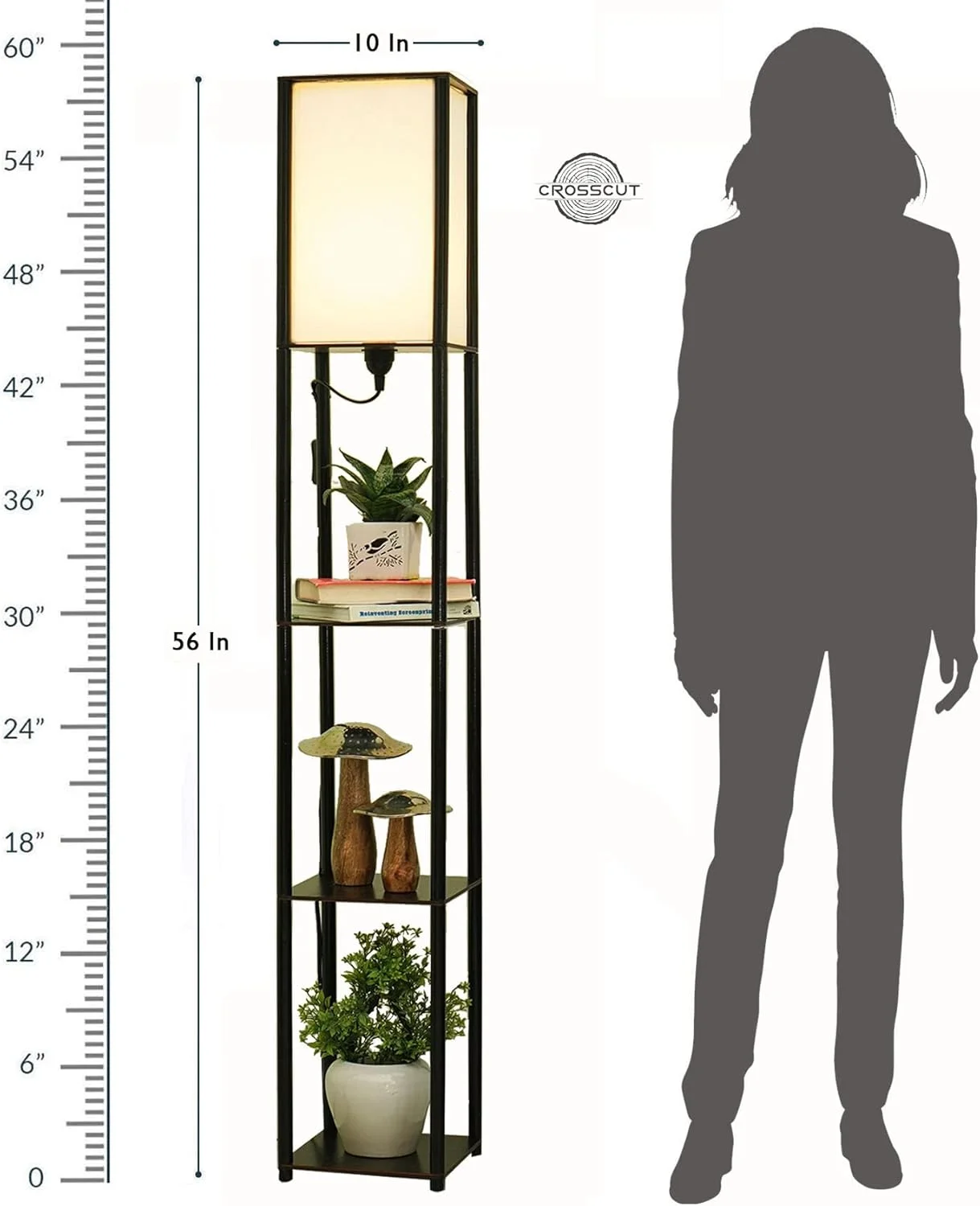 چراغ ایستاده طبقهدار Crosscut Furniture مدل Tower (قهوه ای) چراغ ایستاده طبقهدار Crosscut Furniture مدل Tower (قهوه ای)