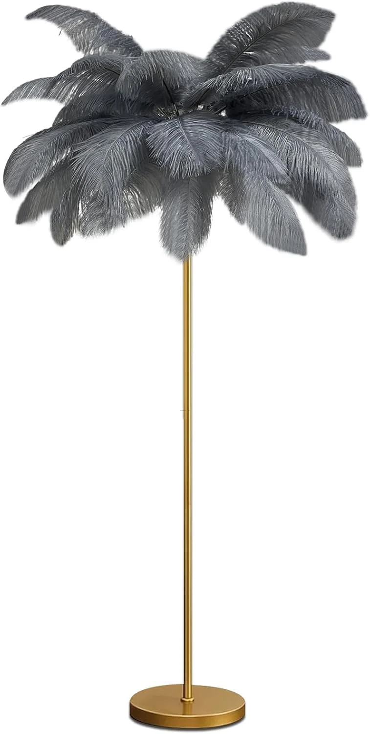 چراغ ایستاده پر شترمرغ، چراغ LED دیمر دار 160 سانتی متری، چراغ سه رنگ با پایه طلایی برای دکوراسیون شیک اتاق نشیمن و گوشه اتاق خواب، خاکستری، بزرگ چراغ ایستاده پر شترمرغ، چراغ LED دیمر دار 160 سانتی متری، چراغ سه رنگ با پایه طلایی برای دکوراسیون شیک اتاق نشیمن و گوشه اتاق خواب، خاکستری، بزرگ