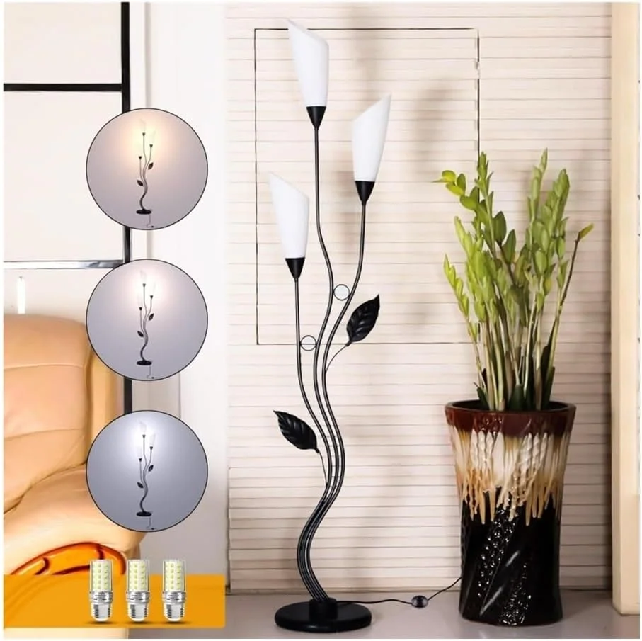 چراغ ایستاده روستایی، ارتفاع 157 سانتی متر، دارای 3 سر LED با قابلیت تنظیم نور و 3 دمای رنگ، دارای کلید پایی چراغ ایستاده روستایی، ارتفاع 157 سانتی متر، دارای 3 سر LED با قابلیت تنظیم نور و 3 دمای رنگ، دارای کلید پایی