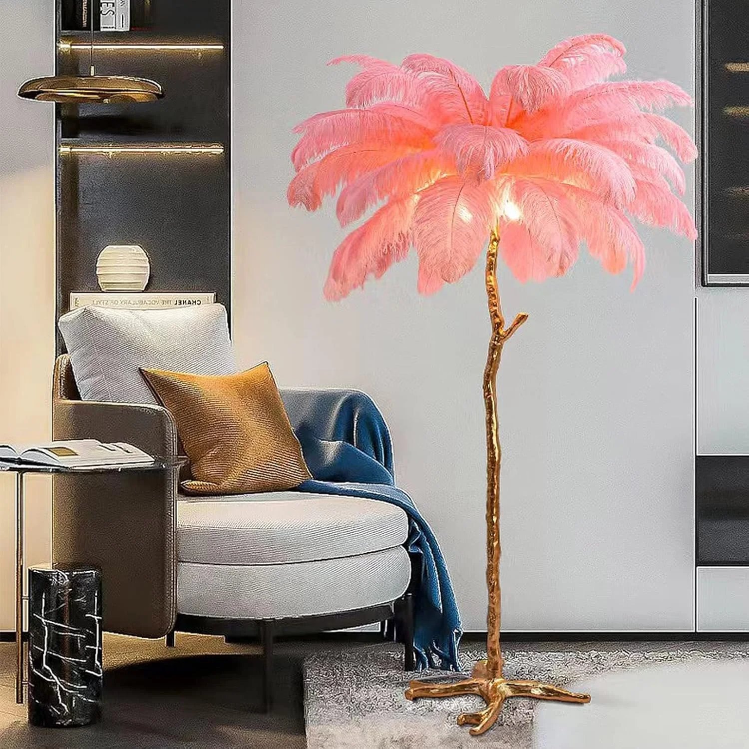 چراغ ایستاده پر دار با قابلیت تنظیم نور در 3 رنگ، دارای کلید پایی، آباژور پر شترمرغ طبیعی، چراغ ایستاده ال ای دی مدرن برای اتاق خواب دخترانه و اتاق نشیمن، لامپ E14، صورتی، 60x55 سانتی متر چراغ ایستاده پر دار با قابلیت تنظیم نور در 3 رنگ، دارای کلید پایی، آباژور پر شترمرغ طبیعی، چراغ ایستاده ال ای دی مدرن برای اتاق خواب دخترانه و اتاق نشیمن، لامپ E14، صورتی، 60x55 سانتی متر