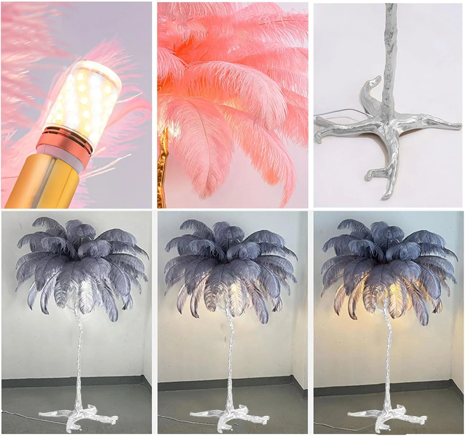 چراغ ایستاده پر دار با قابلیت تنظیم نور در 3 رنگ، دارای کلید پایی، آباژور پر شترمرغ طبیعی، چراغ ایستاده ال ای دی مدرن برای اتاق خواب دخترانه و اتاق نشیمن، لامپ E14، صورتی، 60x55 سانتی متر چراغ ایستاده پر دار با قابلیت تنظیم نور در 3 رنگ، دارای کلید پایی، آباژور پر شترمرغ طبیعی، چراغ ایستاده ال ای دی مدرن برای اتاق خواب دخترانه و اتاق نشیمن، لامپ E14، صورتی، 60x55 سانتی متر