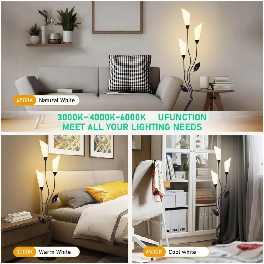 چراغ ایستاده روستایی، ارتفاع 157 سانتی متر، دارای 3 سر LED با قابلیت تنظیم نور و 3 دمای رنگ، دارای کلید پایی چراغ ایستاده روستایی، ارتفاع 157 سانتی متر، دارای 3 سر LED با قابلیت تنظیم نور و 3 دمای رنگ، دارای کلید پایی