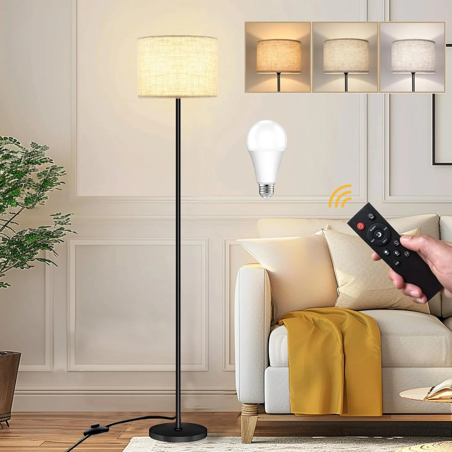 چراغ ایستاده GOGOBAO برای اتاق نشیمن، چراغ ایستاده مدرن با کنترل از راه دور، چراغ ایستاده با قابلیت تنظیم رنگ و دما و کلید پایی، چراغ بلند برای اتاق خواب، دفتر کار، اتاق کودک (لامپ LED 10 واتی) چراغ ایستاده GOGOBAO برای اتاق نشیمن، چراغ ایستاده مدرن با کنترل از راه دور، چراغ ایستاده با قابلیت تنظیم رنگ و دما و کلید پایی، چراغ بلند برای اتاق خواب، دفتر کار، اتاق کودک (لامپ LED 10 واتی)