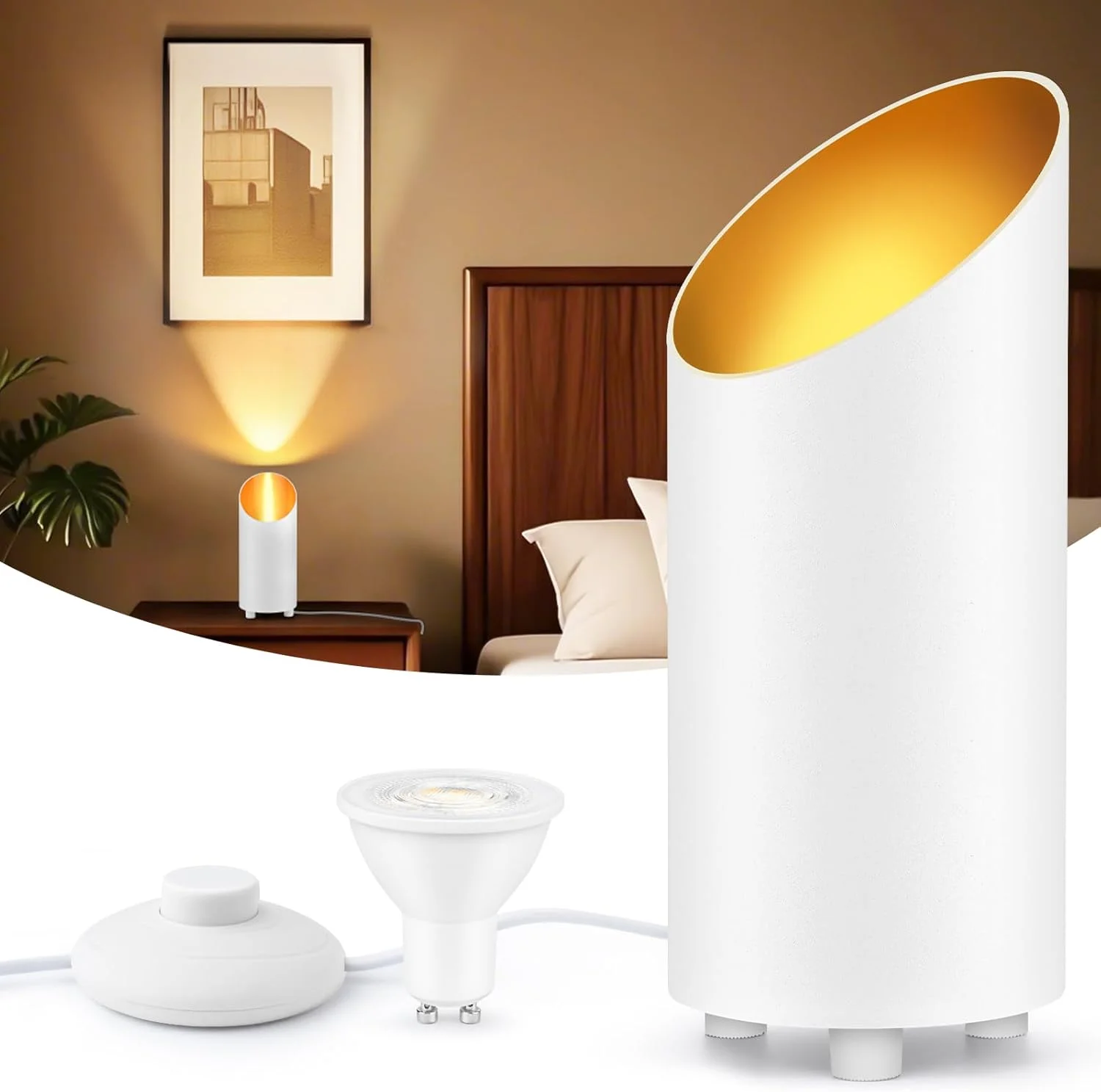 چراغ LED روکار GeyouLux، چراغ نقطه ای ضد آب IP44، توان 6 وات، 600 لومن، چراغ کف آلومینیومی برای اتاق نشیمن، چراغ کف با کلید پایی، شامل لامپ GU10 2700K سفید گرم چراغ LED روکار GeyouLux، چراغ نقطه ای ضد آب IP44، توان 6 وات، 600 لومن، چراغ کف آلومینیومی برای اتاق نشیمن، چراغ کف با کلید پایی، شامل لامپ GU10 2700K سفید گرم