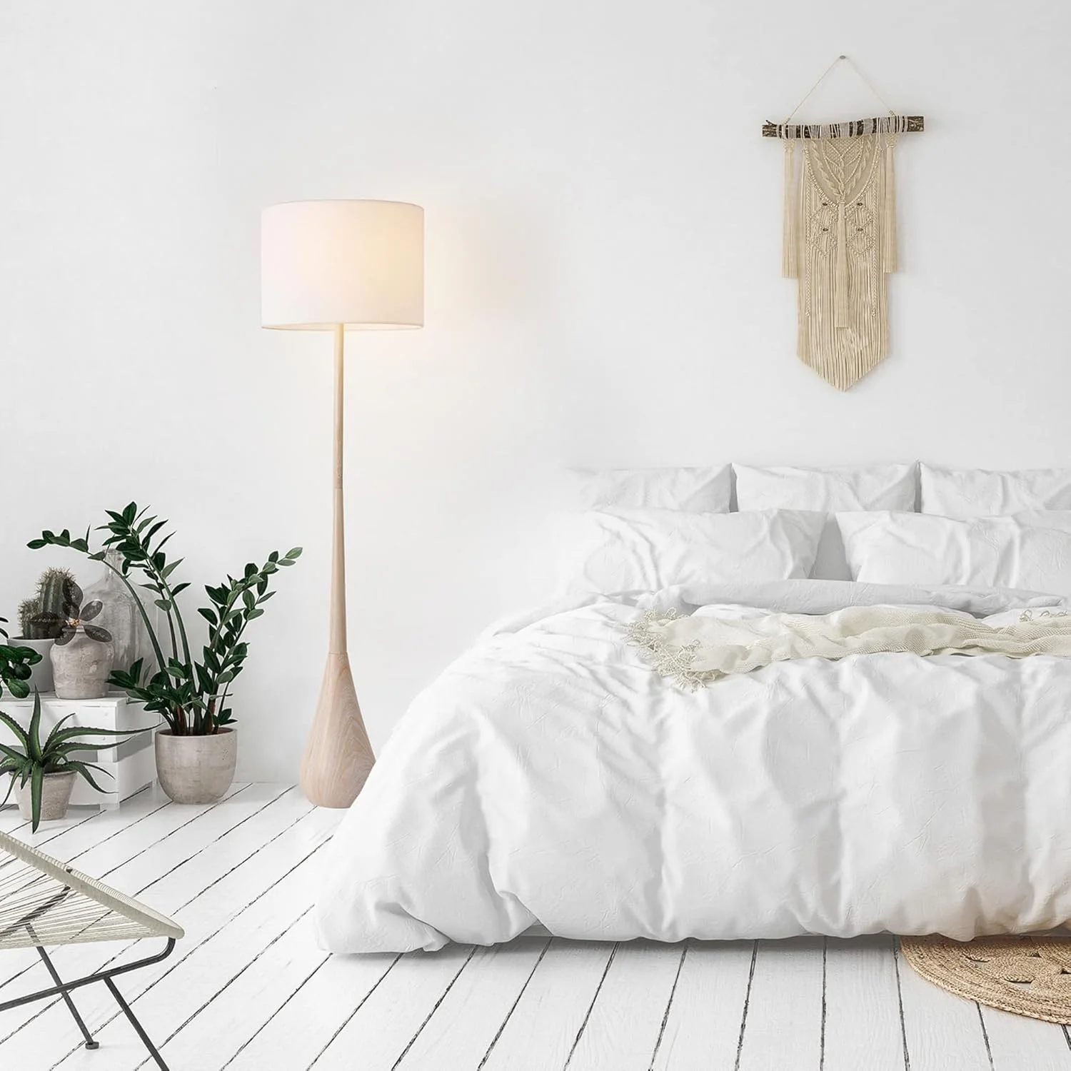 چراغ ایستاده 165 سانتی متری Globe Electric مدل 52112 Kanana، طرح چوب، کلاهک نخی چراغ ایستاده 165 سانتی متری Globe Electric مدل 52112 Kanana، طرح چوب، کلاهک نخی