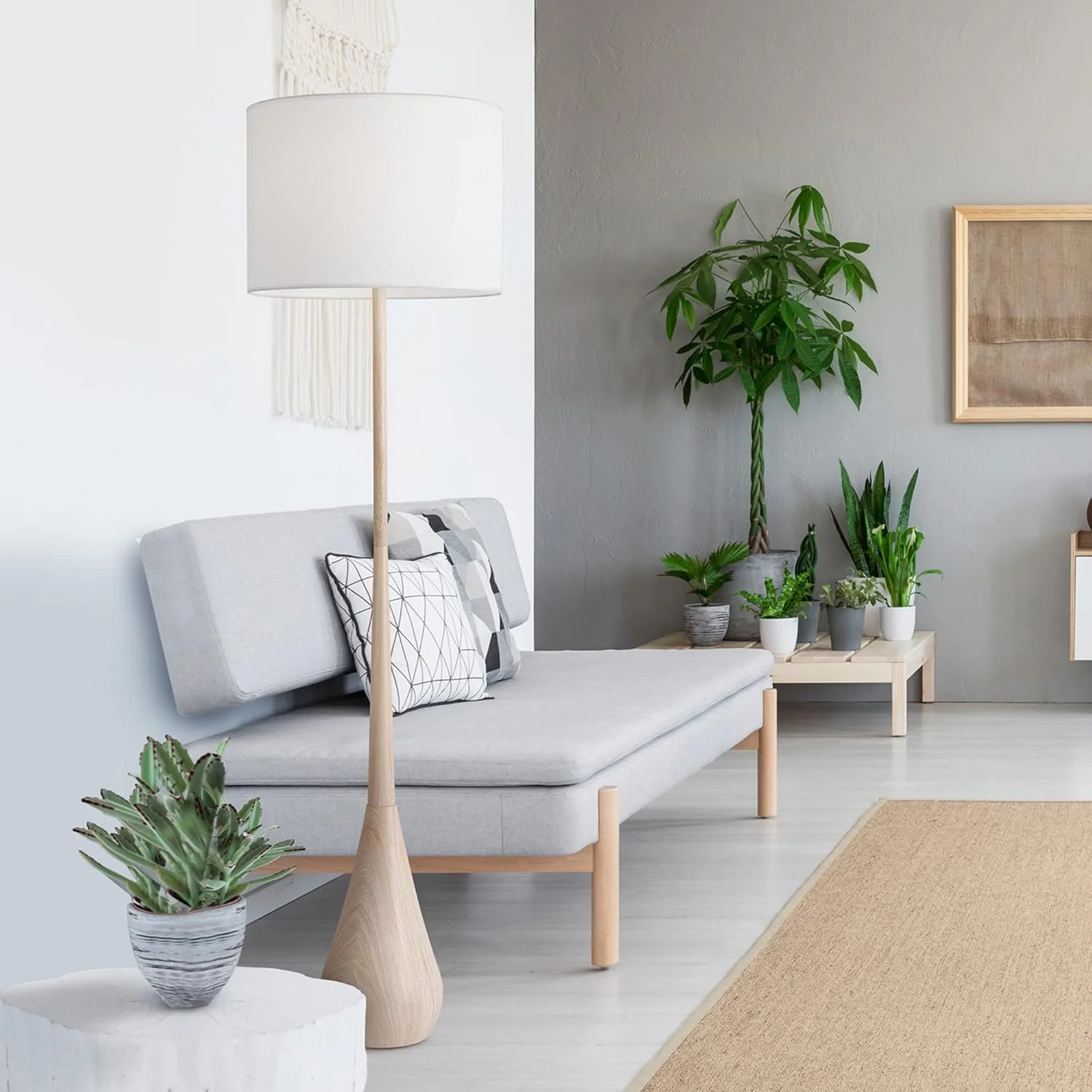 چراغ ایستاده 165 سانتی متری Globe Electric مدل 52112 Kanana، طرح چوب، کلاهک نخی چراغ ایستاده 165 سانتی متری Globe Electric مدل 52112 Kanana، طرح چوب، کلاهک نخی