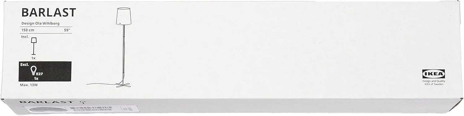 ایکیا BARLAST چراغ ایستاده پایه دار مدرن و مینیمال با کلاهک، مشکی/سفید، 150 سانتی متر، E27 - ست 2 عددی ایکیا BARLAST چراغ ایستاده پایه دار مدرن و مینیمال با کلاهک، مشکی/سفید، 150 سانتی متر، E27 - ست 2 عددی