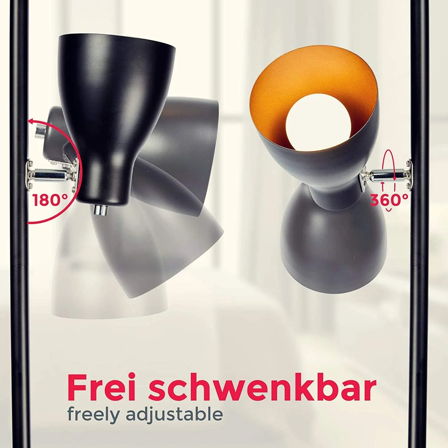 چراغ ایستاده سه شاخه قابل تنظیم - فلزی مشکی-طلایی، سرپیچ E27 حداکثر 25 وات، 3 لامپ، نورافکن صنعتی 166 سانتی متری برای مطالعه اتاق نشیمن اتاق خواب دفتر چراغ ایستاده سه شاخه قابل تنظیم - فلزی مشکی-طلایی، سرپیچ E27 حداکثر 25 وات، 3 لامپ، نورافکن صنعتی 166 سانتی متری برای مطالعه اتاق نشیمن اتاق خواب دفتر