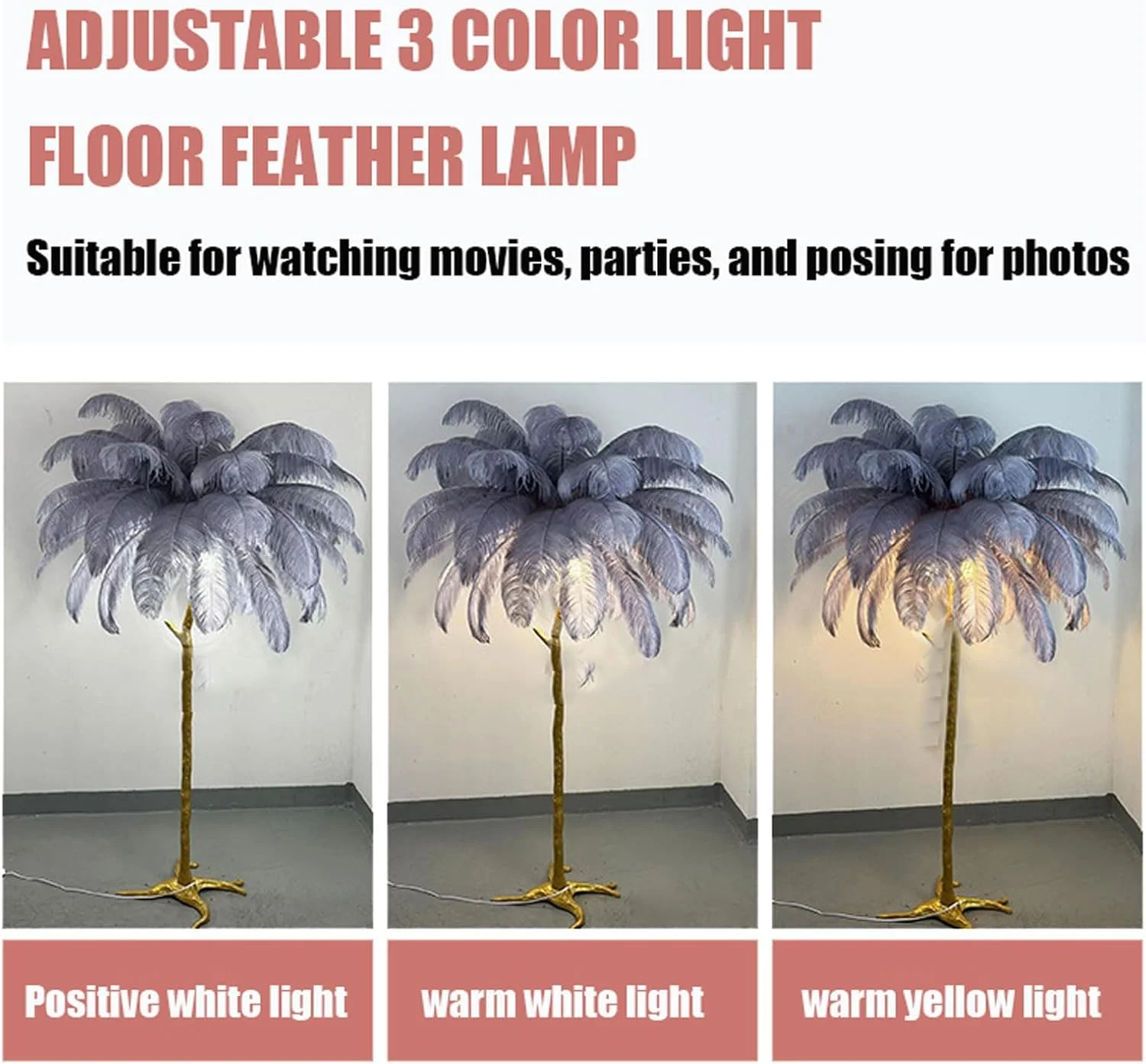 چراغ پر شترمرغ مدرن، چراغ ایستاده پر شترمرغ نوردیک با قابلیت تغییر 3 رنگ نور، بدنه چراغ رزینی طلایی، چراغ های پر پایه بلند برای دکوراسیون منزل و دفتر کار، آبی، 60x55 سانتی متر چراغ پر شترمرغ مدرن، چراغ ایستاده پر شترمرغ نوردیک با قابلیت تغییر 3 رنگ نور، بدنه چراغ رزینی طلایی، چراغ های پر پایه بلند برای دکوراسیون منزل و دفتر کار، آبی، 60x55 سانتی متر