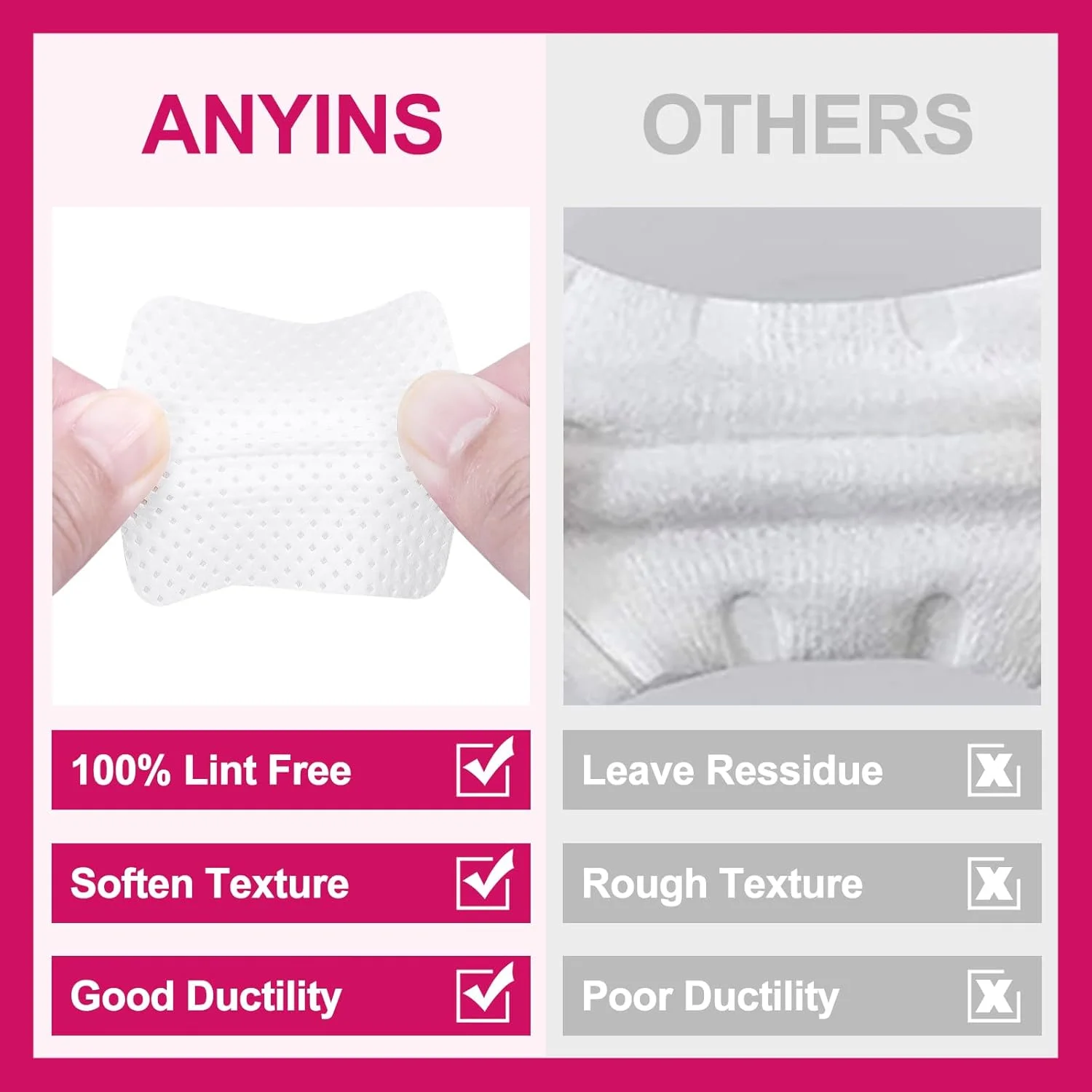 پدهای بدون پرز ناخن ANYINS، 1200 عدد پد سفید بدون پرز پارچه نبافته، پاک کننده لاک ژل فوق العاده جاذب و نرم برای سالن ناخن، استفاده خانگی پدهای بدون پرز ناخن ANYINS، 1200 عدد پد سفید بدون پرز پارچه نبافته، پاک کننده لاک ژل فوق العاده جاذب و نرم برای سالن ناخن، استفاده خانگی