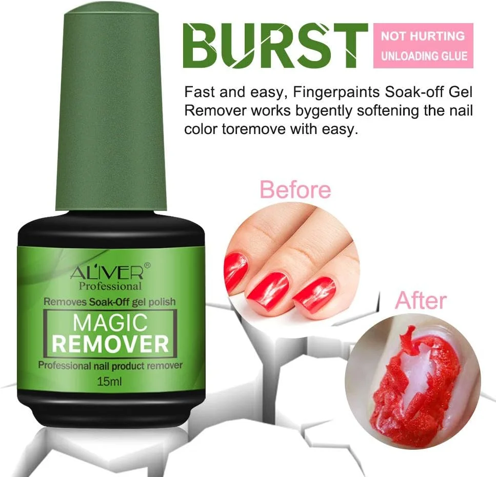 محلول پاک کننده لاک ناخن ALIVER، بسته 2 عددی، پاک کننده سریع و آسان لاک ژل در 3-5 دقیقه، بدون آسیب رساندن به ناخن (سبز)