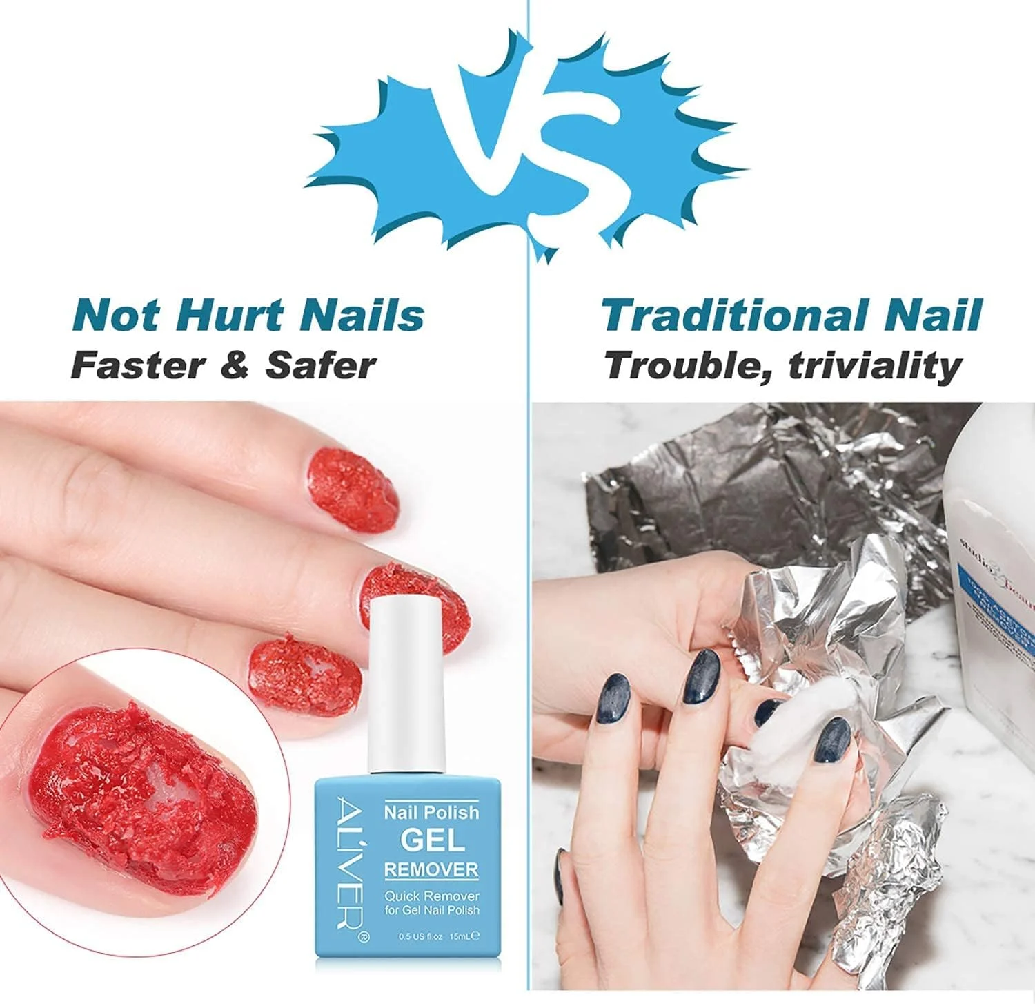 لاک پاک کن ژلی ALIVER، پاک کننده لاک ژلی جادویی - به طور موثر و آسان لاک ژل را در عرض 2-4 دقیقه پاک می کند - 15 میلی لیتر (آبی) لاک پاک کن ژلی ALIVER، پاک کننده لاک ژلی جادویی - به طور موثر و آسان لاک ژل را در عرض 2-4 دقیقه پاک می کند - 15 میلی لیتر (آبی)