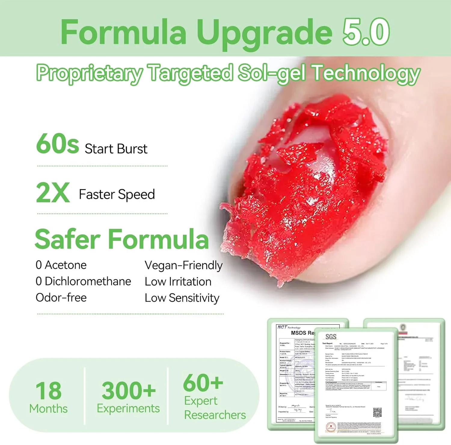 لاک پاک کن ژلی جادویی بورن پریتی، بدون HEMA و TPO، لاک ناخن را به سرعت در 2-5 دقیقه پاک می کند، بدون نیاز به خیساندن یا پیچیدن فویل