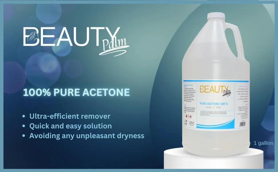 استون 100% خالص بیوتی پالم | پاک کننده سریع لاک ناخن حرفه ای | از بین برنده ناخن های مصنوعی. (3.7 لیتر)
