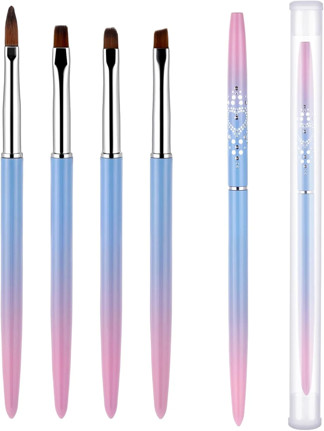 ست 4 عددی برس تمیز کننده ناخن، برس تمیز کننده طراحی ناخن، برس پاک کننده لاک ناخن، برس لاک ژل با سر گرد و زاویه دار برای قلم طراحی DIY، پاک کننده اشتباهات ناخن