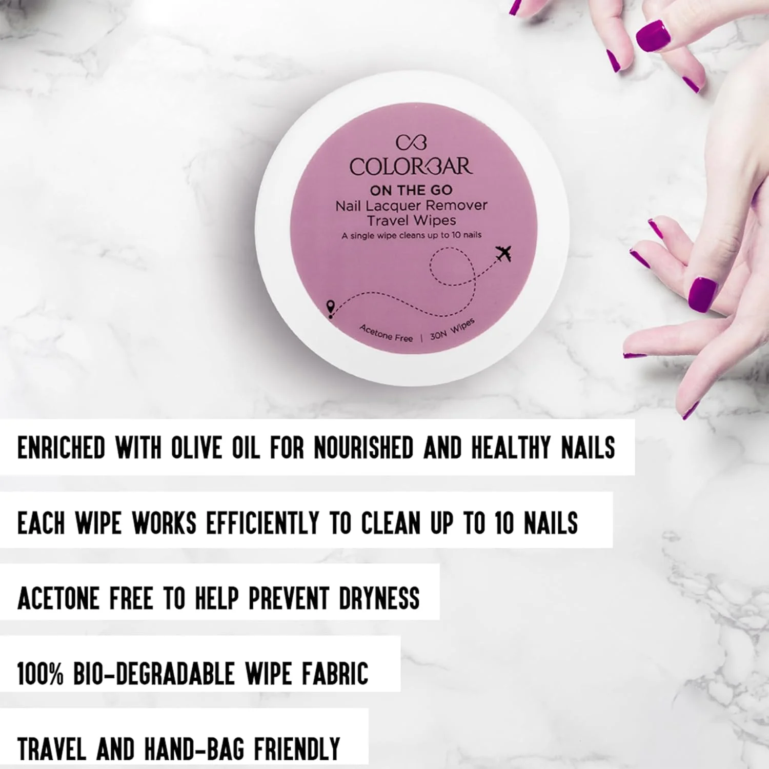 دستمال مرطوب پاک کننده لاک ناخن Colorbar On the Go، رایحه دسته گل رنگین کمانی، 30 عدد دستمال مرطوب پاک کننده لاک ناخن Colorbar On the Go، رایحه دسته گل رنگین کمانی، 30 عدد