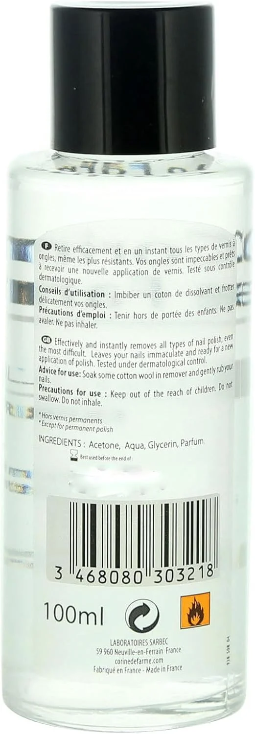 پاک کننده لاک ناخن کورین دی فارم، ۱۰۰ میلی لیتر پاک کننده لاک ناخن کورین دی فارم، ۱۰۰ میلی لیتر