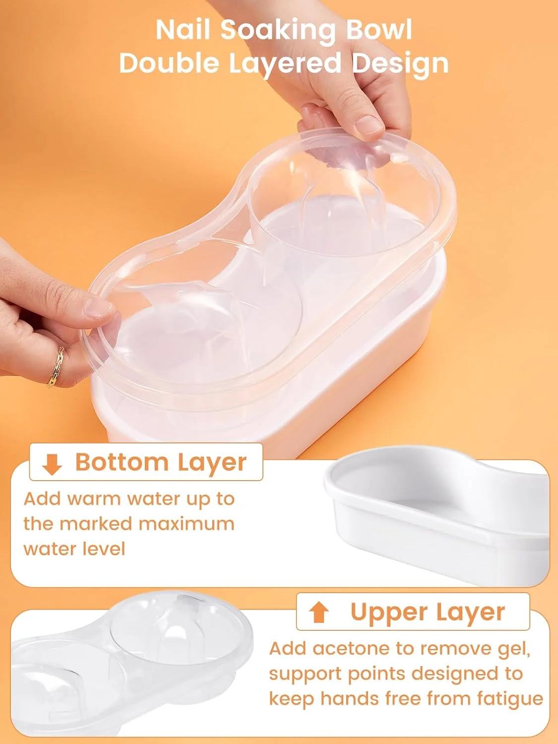 کاسه دوگانه خیساندن ناخن: کاسه های خیساندن لاک ژل استون - کاسه خیساندن پاک کننده ناخن اکریلیک - کاسه خیساندن لاک ناخن - کیت پاک کننده اکریلیک استون برای استفاده در سالن و منزل کاسه دوگانه خیساندن ناخن: کاسه های خیساندن لاک ژل استون - کاسه خیساندن پاک کننده ناخن اکریلیک - کاسه خیساندن لاک ناخن - کیت پاک کننده اکریلیک استون برای استفاده در سالن و منزل