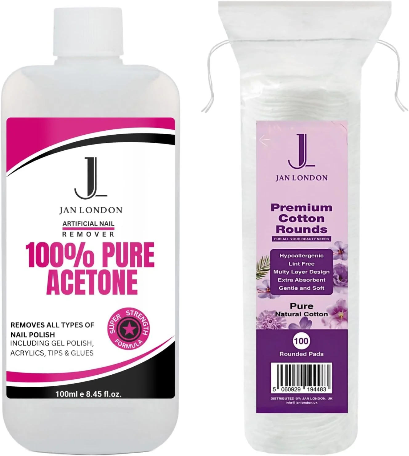 محلول پاک کننده لاک ناخن استون خالص 2 در 1 JAN LONDON حجم 100 میلی لیتر و پدهای پنبه ای ضد حساسیت ممتاز: فرمول خیساندن سریع الاثر به همراه 100 پد نرم و جاذب برای پاک کردن ملایم لاک ناخن محلول پاک کننده لاک ناخن استون خالص 2 در 1 JAN LONDON حجم 100 میلی لیتر و پدهای پنبه ای ضد حساسیت ممتاز: فرمول خیساندن سریع الاثر به همراه 100 پد نرم و جاذب برای پاک کردن ملایم لاک ناخن