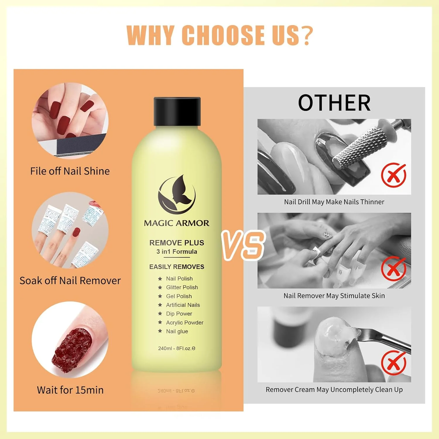 مایع لاک پاک کن مجیک آرمور بدون استون 240 میلی لیتر، طبیعی و ملایم برای پاک کردن لاک ناخن، جدا سازی آسان، سریع و موثر برای پاک کردن ناخن های پودری و کاشت، استفاده آسان مایع لاک پاک کن مجیک آرمور بدون استون 240 میلی لیتر، طبیعی و ملایم برای پاک کردن لاک ناخن، جدا سازی آسان، سریع و موثر برای پاک کردن ناخن های پودری و کاشت، استفاده آسان