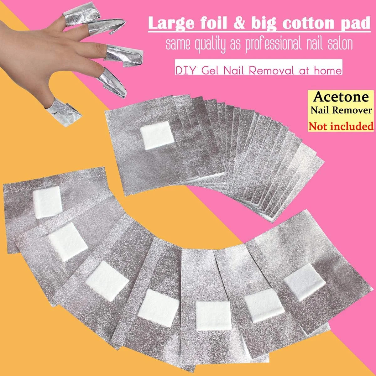 پد فویل ناخن MIILYE برای پاک کردن لاک اکریلیک/UV/ژل، با پد بدون پرز متصل (بسته 100 عددی) پد فویل ناخن MIILYE برای پاک کردن لاک اکریلیک/UV/ژل، با پد بدون پرز متصل (بسته 100 عددی)