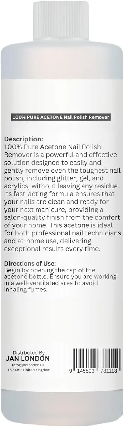 محلول پاک کننده لاک ناخن استون خالص 100% JAN LONDON برای ژل UV/LED، ناخن های اکریلیک و خیساندن لاک ناخن - فرمول قوی و سریع الاثر، 2 عدد 500 میلی لیتر محلول پاک کننده لاک ناخن استون خالص 100% JAN LONDON برای ژل UV/LED، ناخن های اکریلیک و خیساندن لاک ناخن - فرمول قوی و سریع الاثر، 2 عدد 500 میلی لیتر
