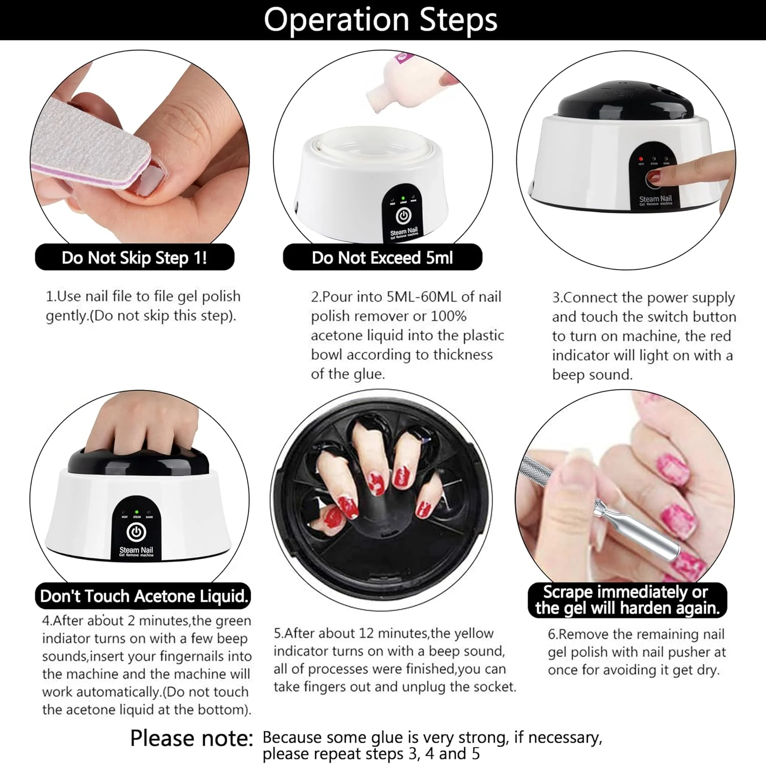 دستگاه بخار پاک کننده لاک ژل ناخن، مجموعه دستگاه بخارشور قابل حمل لاک ناخن، دستگاه برقی بخار استون پاک کننده لاک انگشت با ابزار فشار دهنده تمیز کننده ناخن
